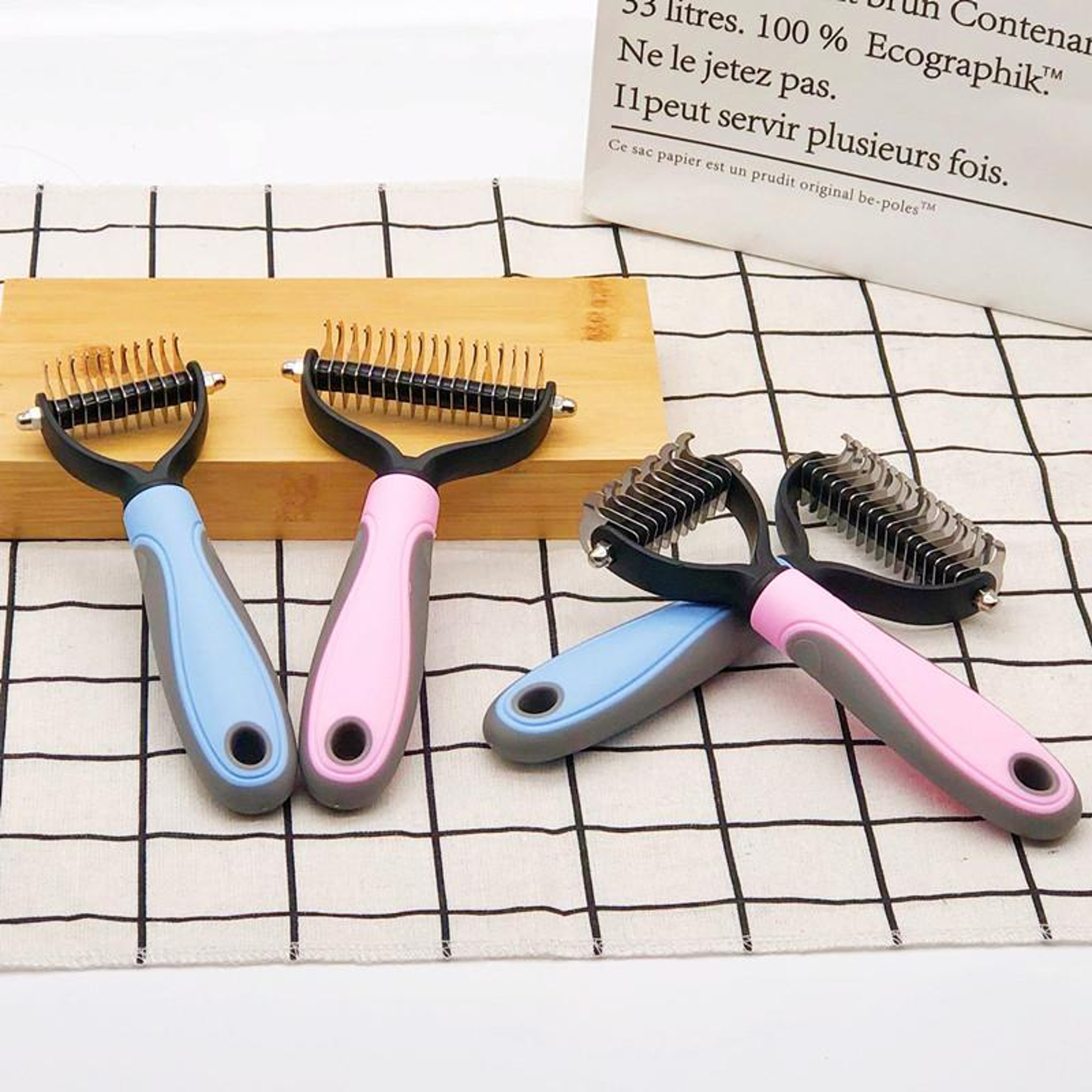 Gentle Undercoat Rake Dual Sided Pet Grooming Brush & Cat Hair Removal Comb – view 2