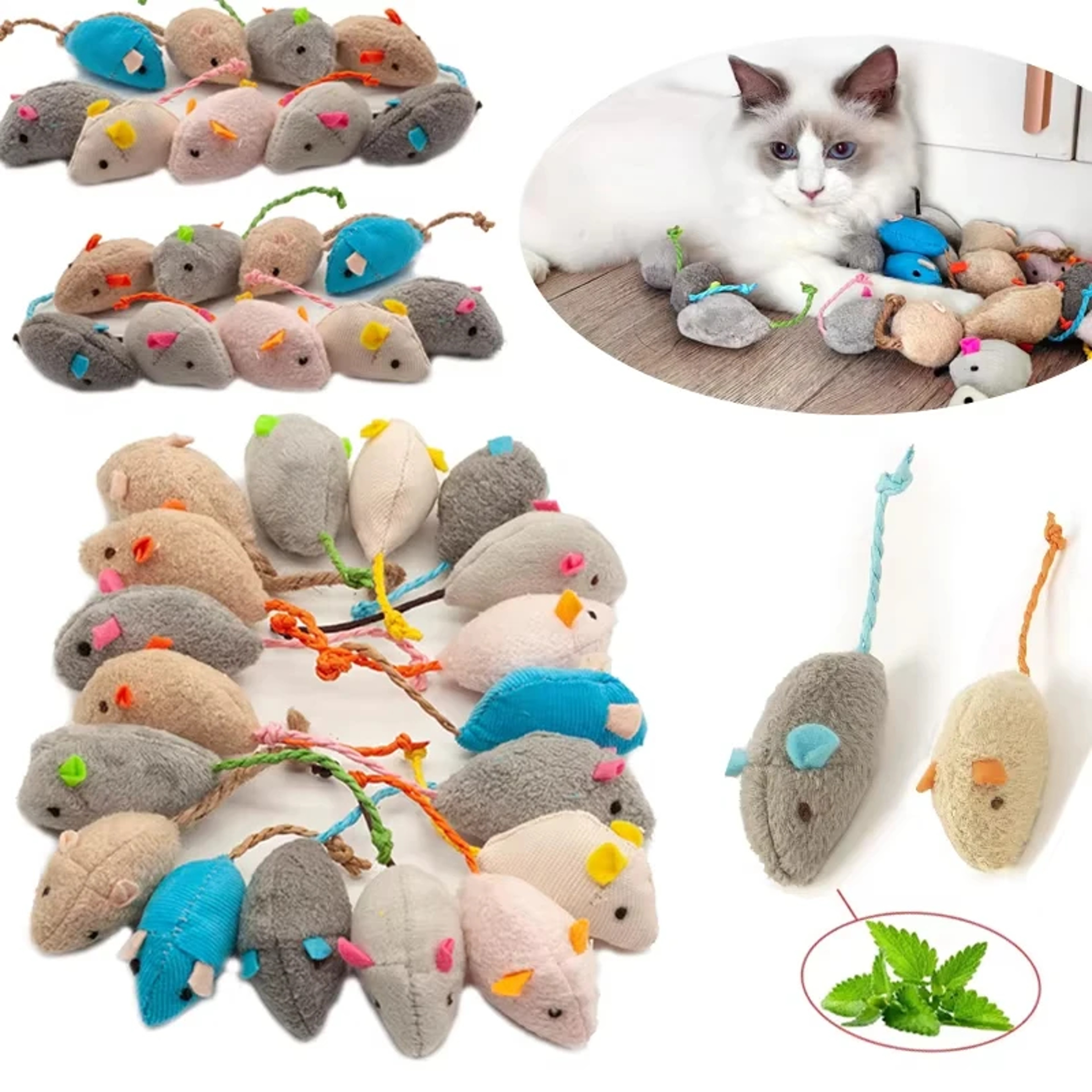 Interactive Rattle Catnip Cat Mice Toys For Indoor Cats 0