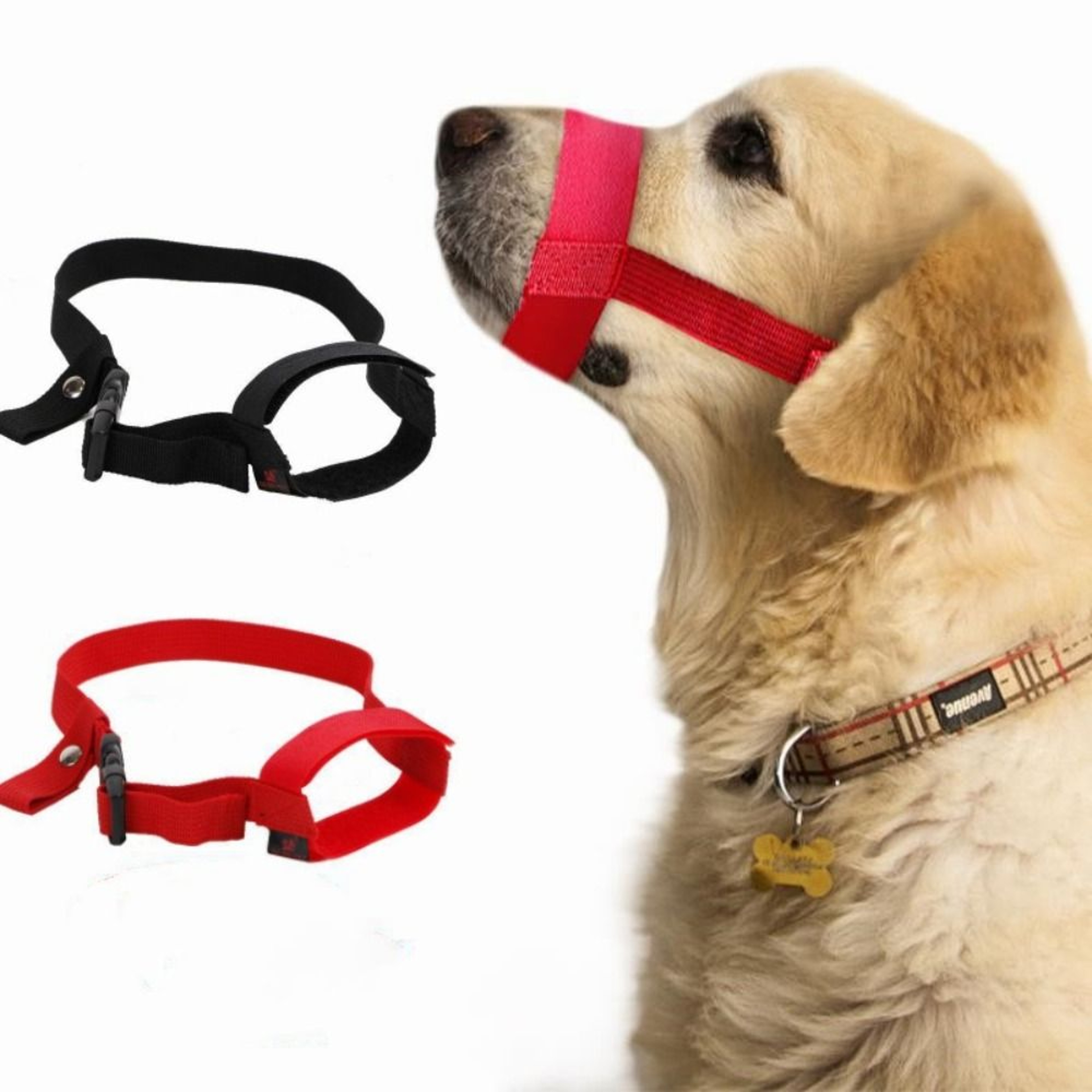 Comfort Fit Soft Breathable Dog Muzzle Adjustable Nylon Dog Muzzle for Small to Large Dogs – view 1