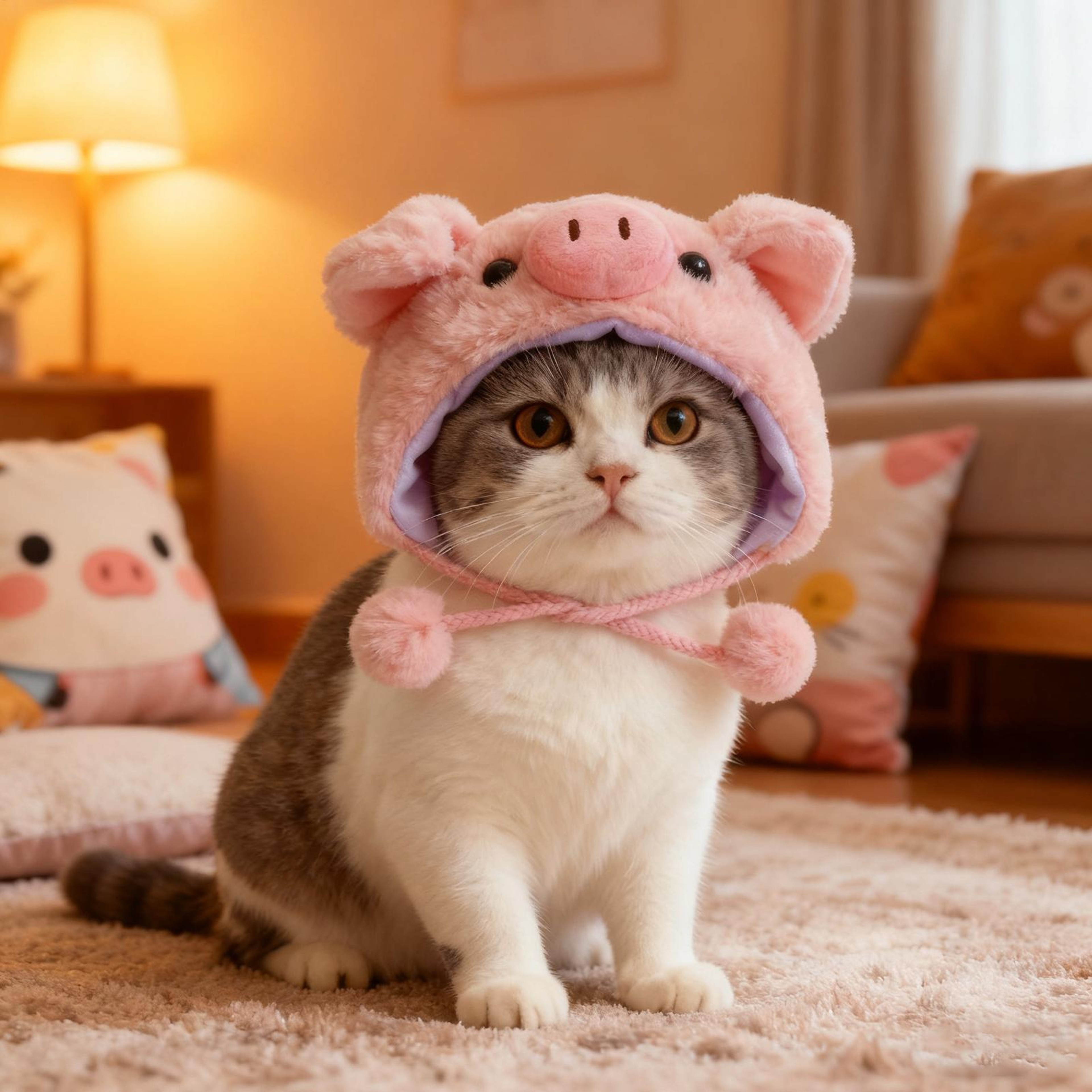 Cute Cat Hat Costume Soft Plush Pet Dress Up Headwear – view 4