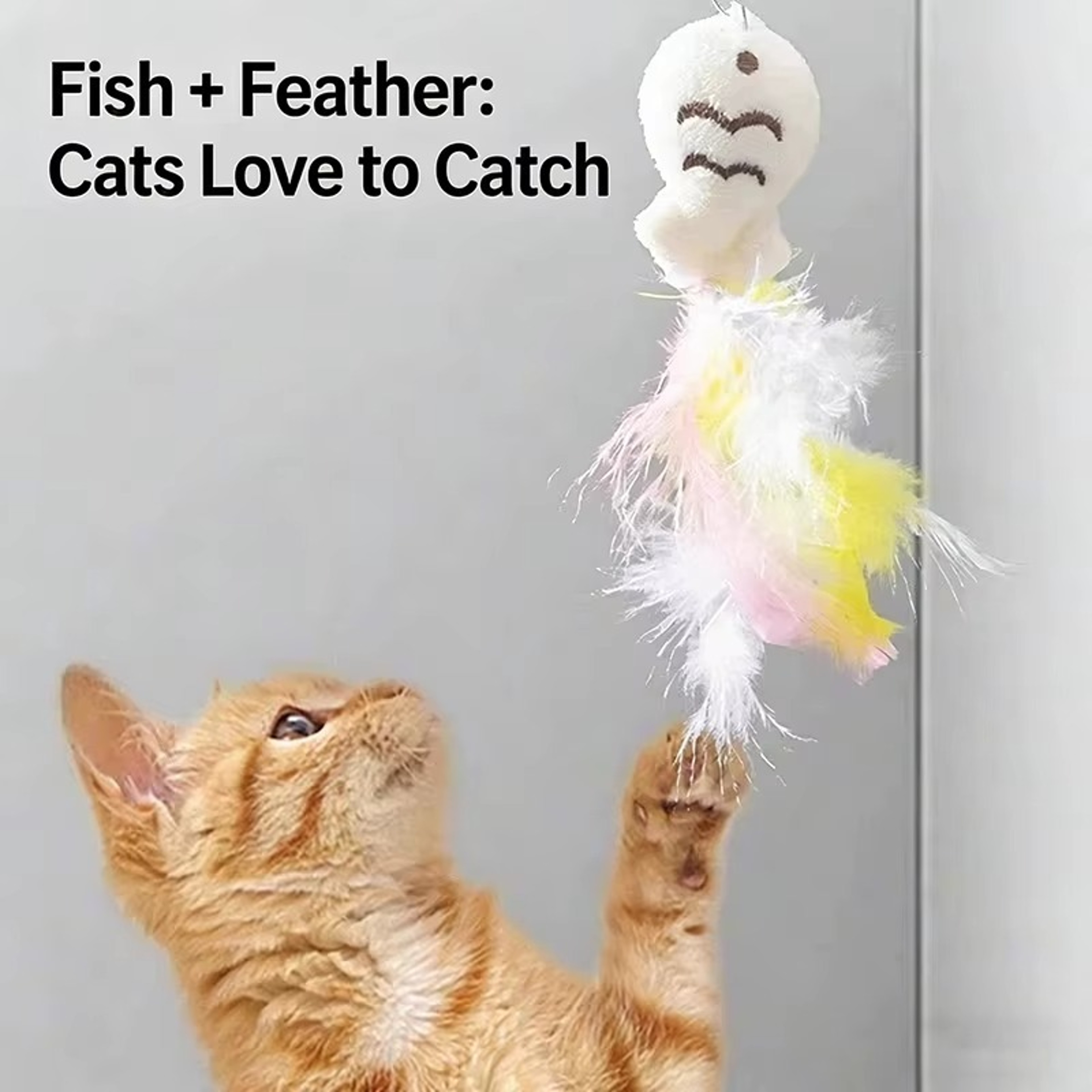 Whirl Play Interactive Cat Teaser Wand with Rotating Steel Wire, Bell Fish & Adhesive Base for Indoor Cats – view 3