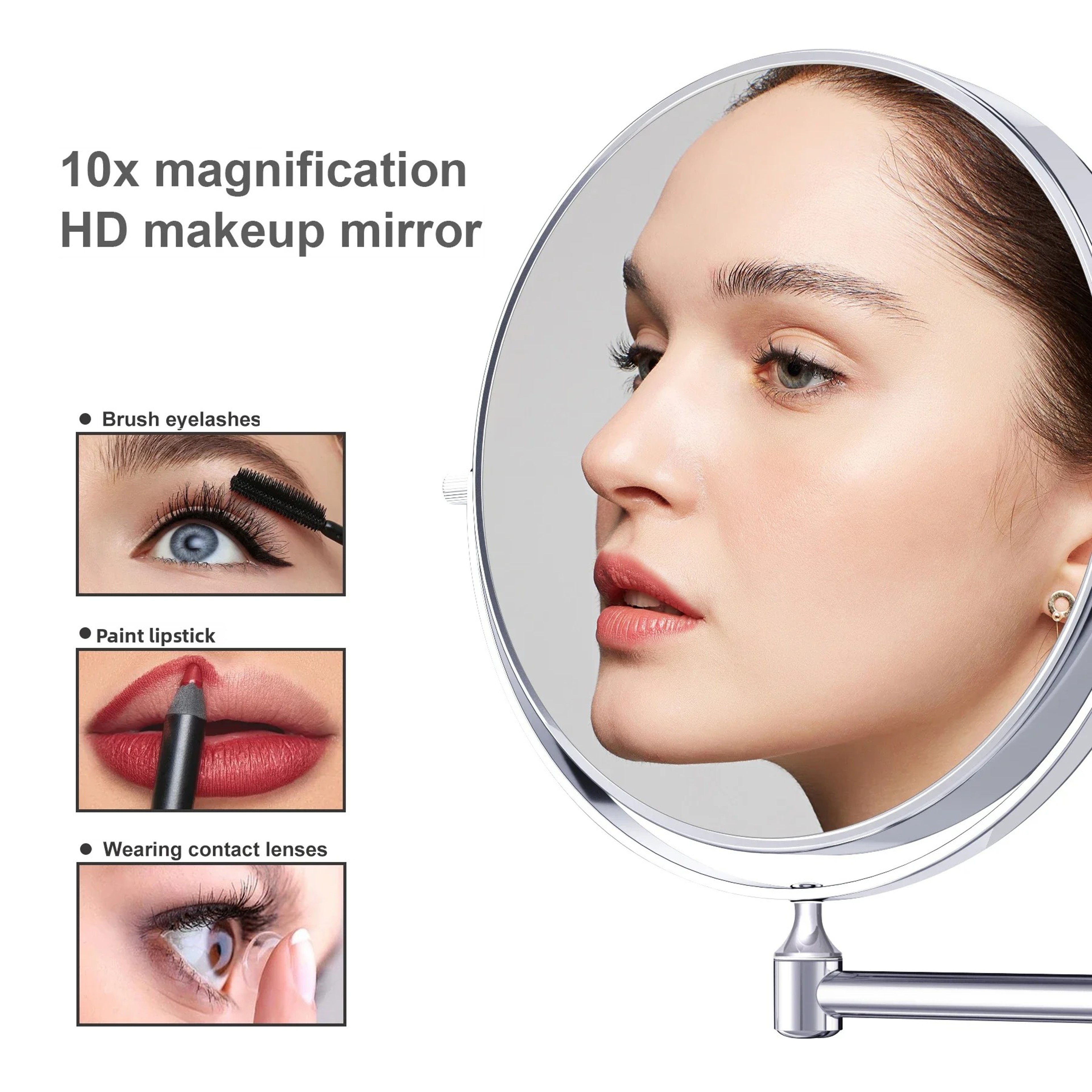 Wall Mounted Makeup Mirror with Magnification & Double Sided Swivel Design – view 6