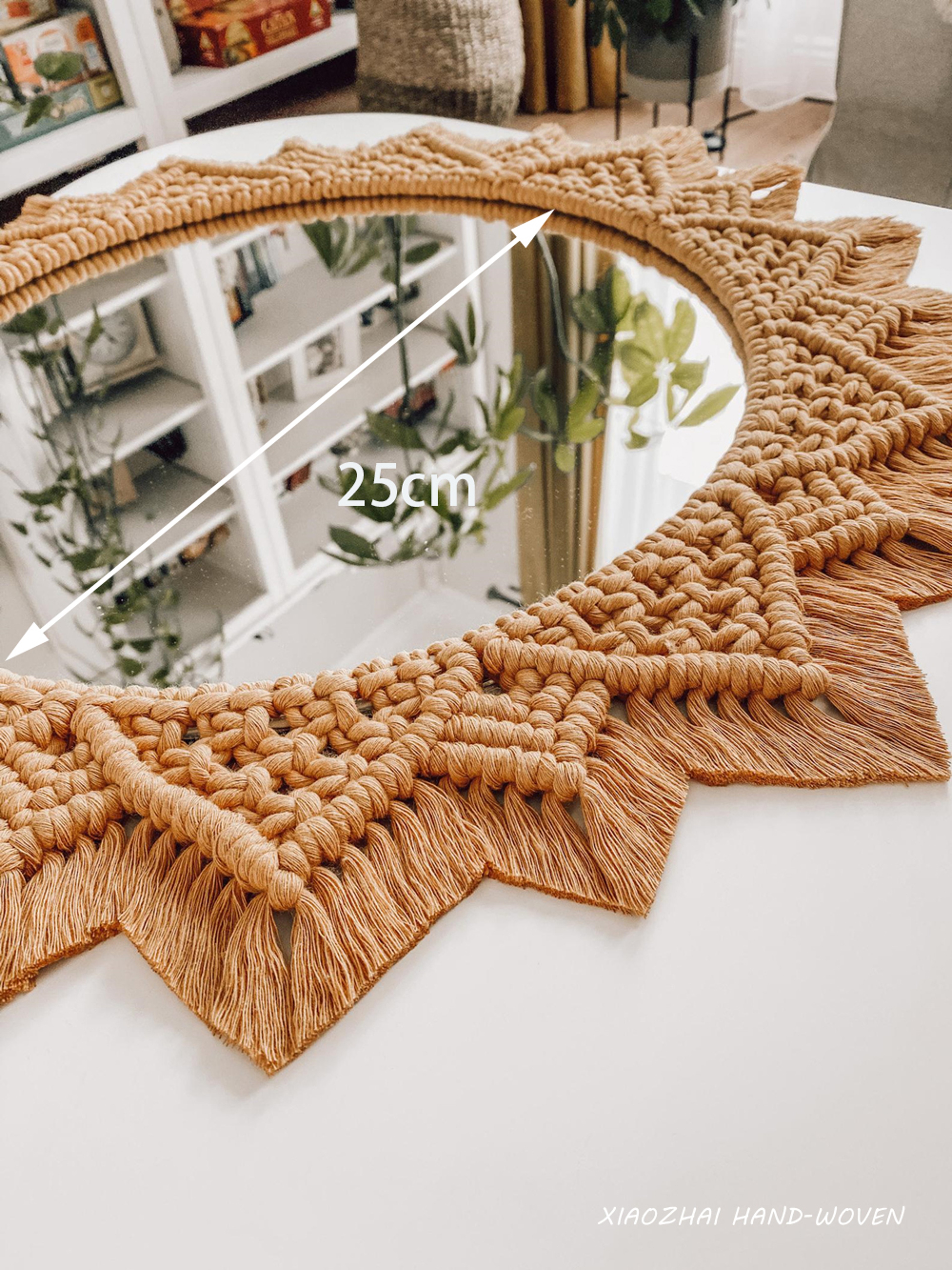 Handmade Wall Mirror with Cotton Macrame Frame Round Bohemian Home Decor – view 11