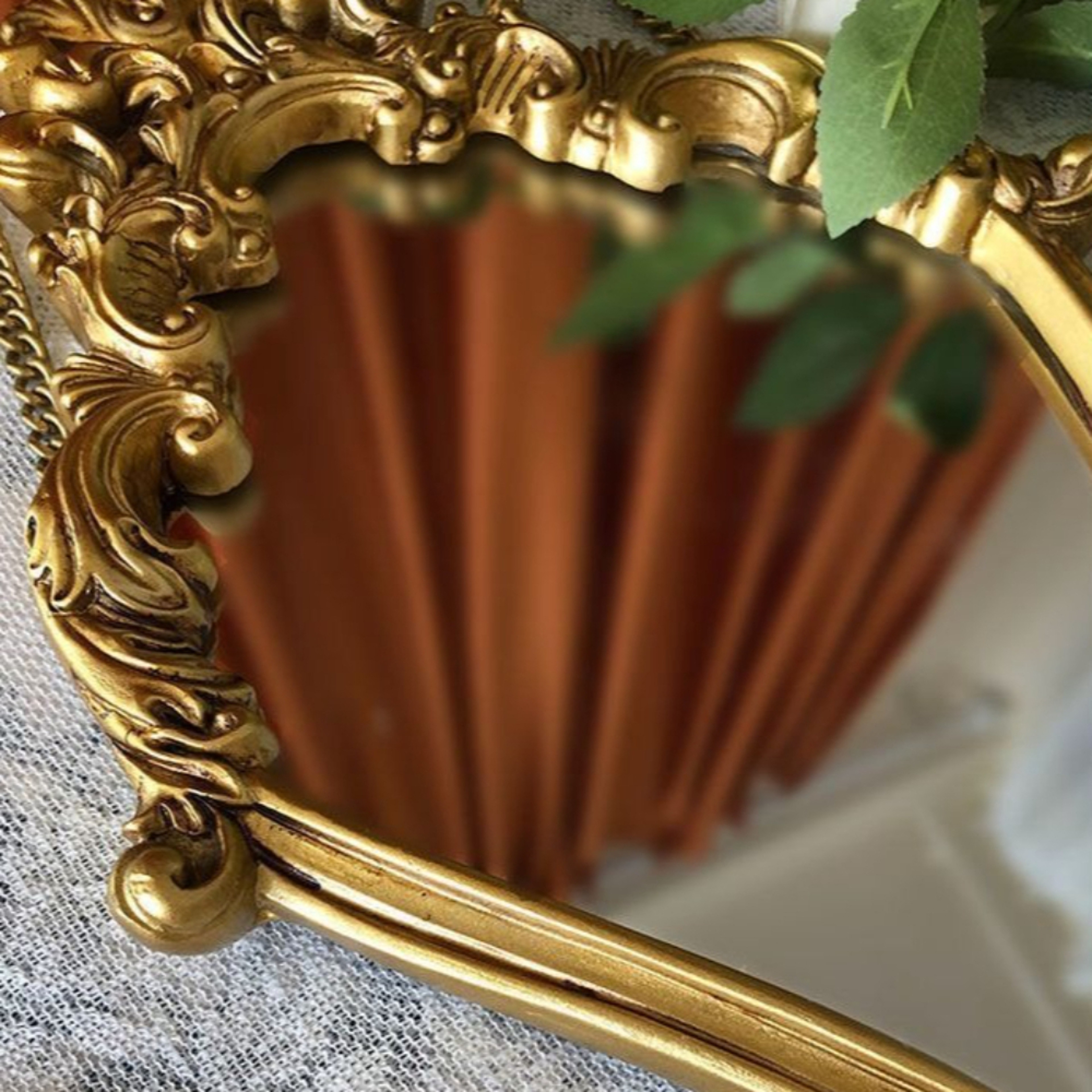 Vintage Carved Wall Mirror Decorative Vanity & Antique Style Home Accent Frame – view 5