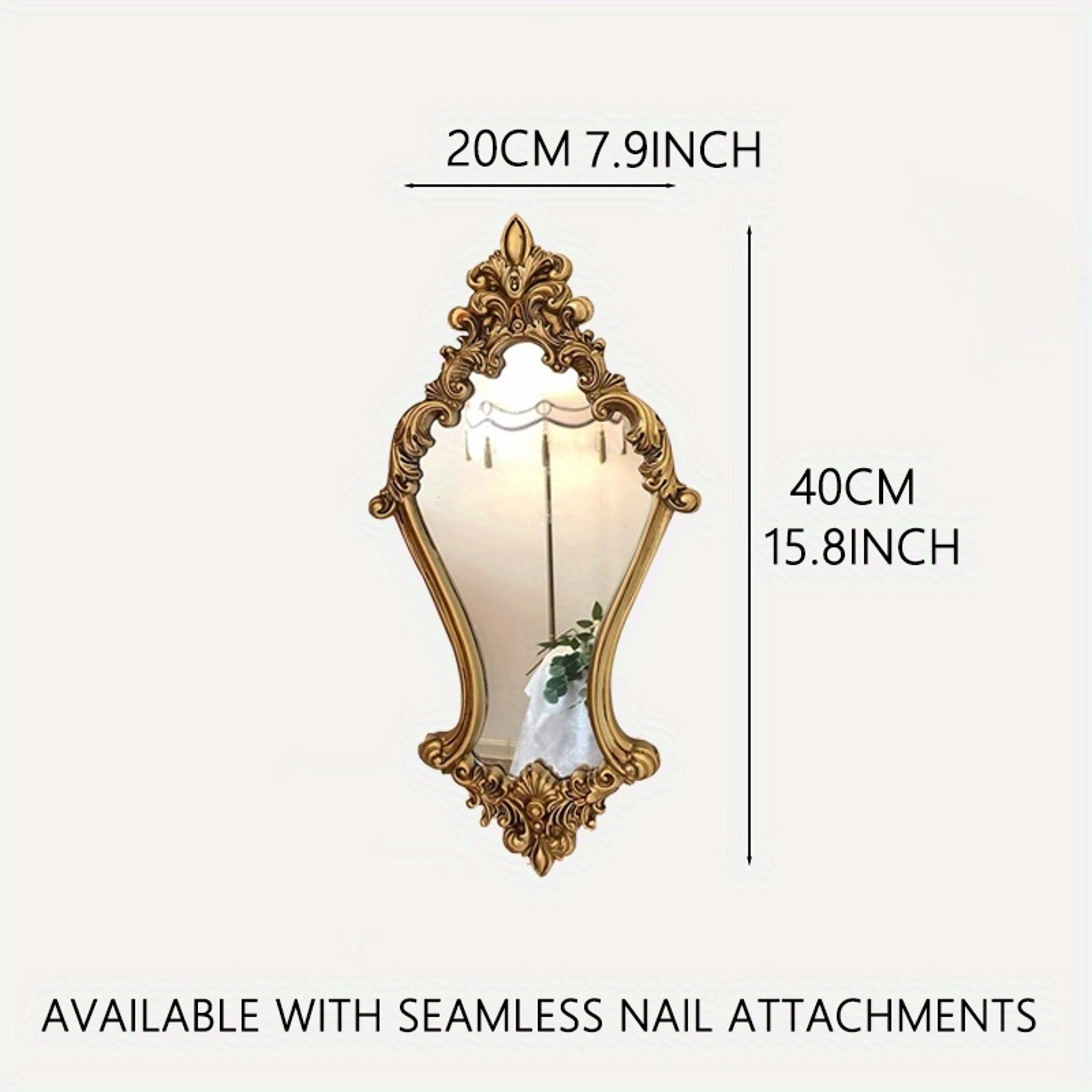 Vintage Carved Wall Mirror Decorative Vanity & Antique Style Home Accent Frame – view 7