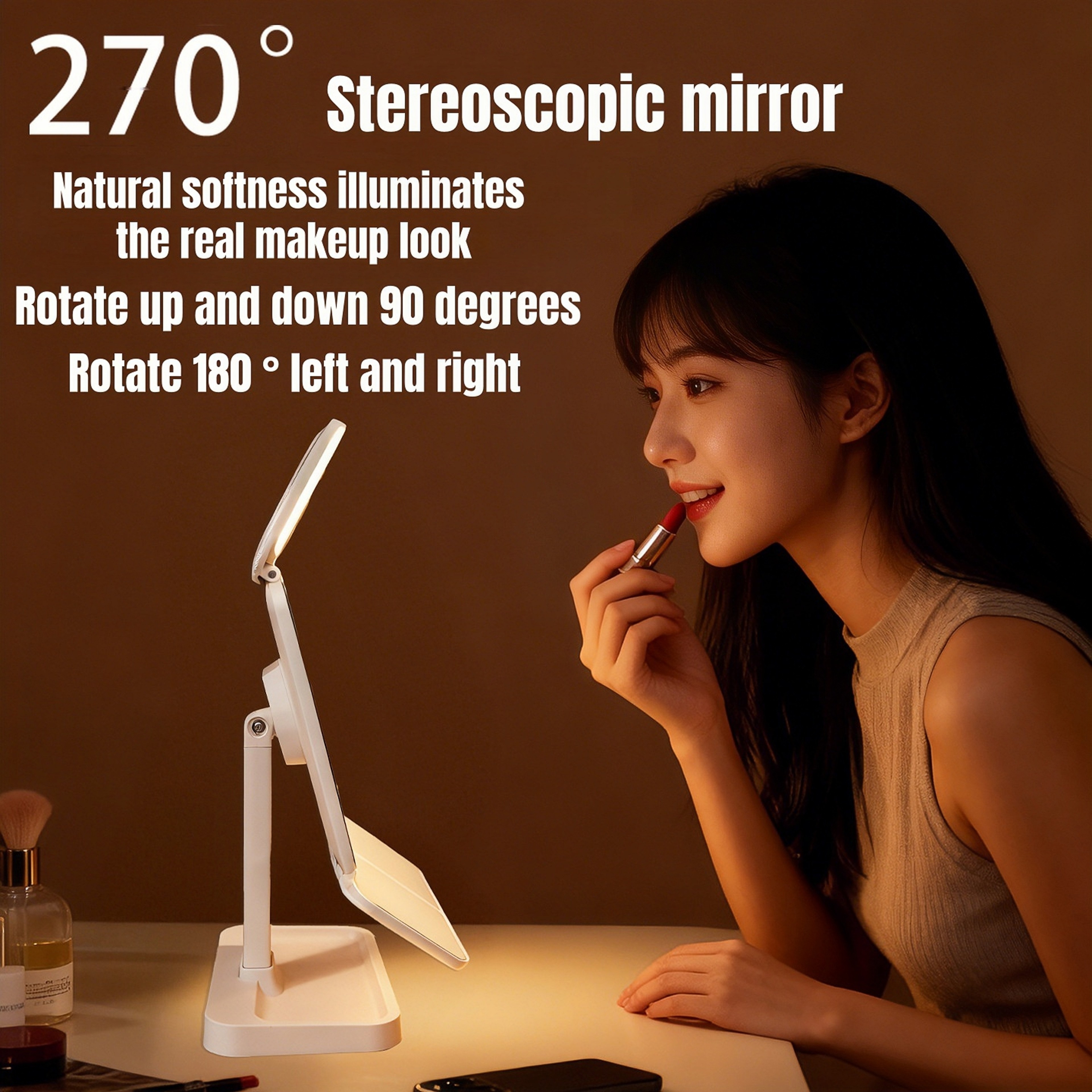 Tri Fold LED Makeup Mirror with Adjustable Panels for Flawless Beauty & Grooming – view 2
