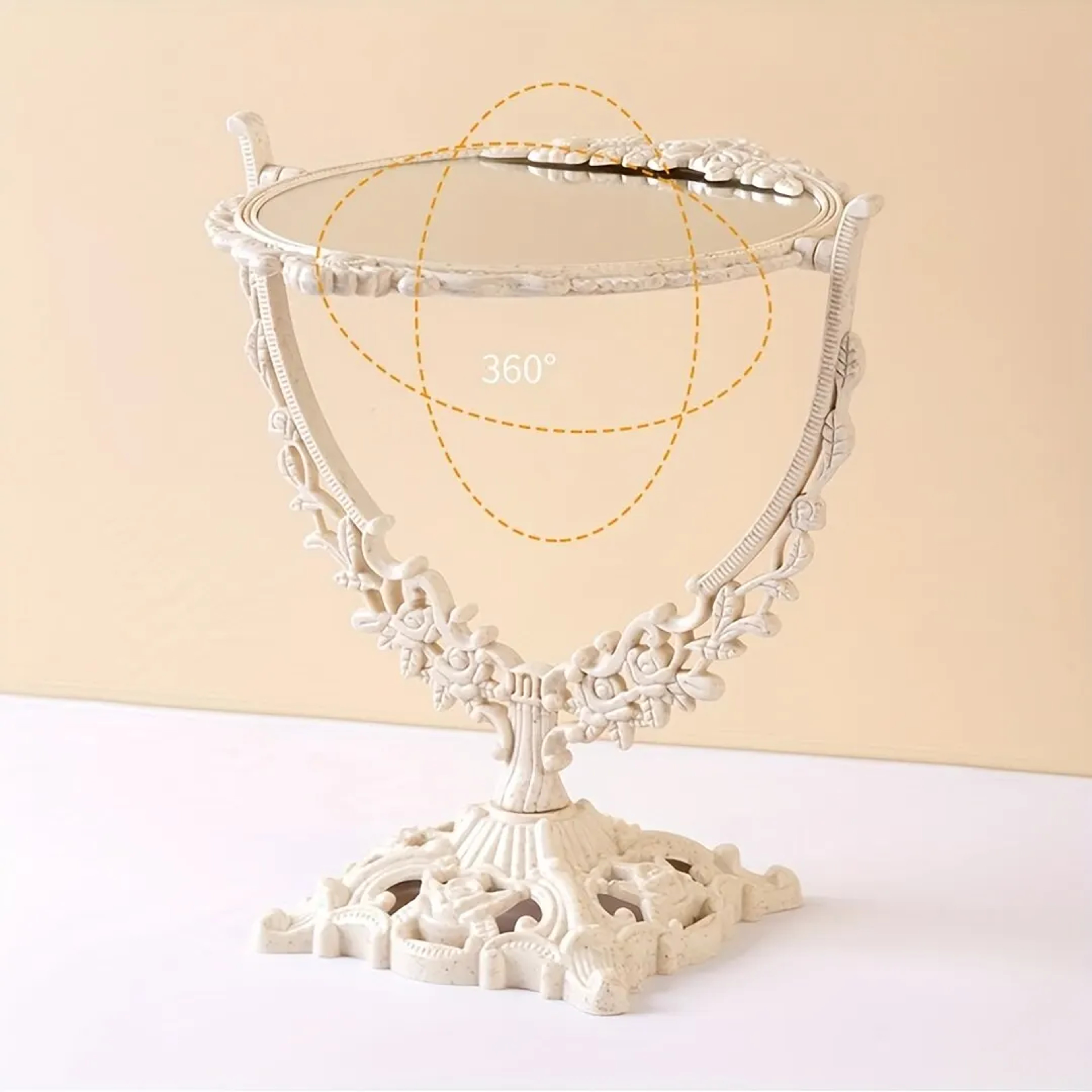 Vintage Desktop Makeup Mirror with Double-Sided 360° Rotating Vanity Design – view 5