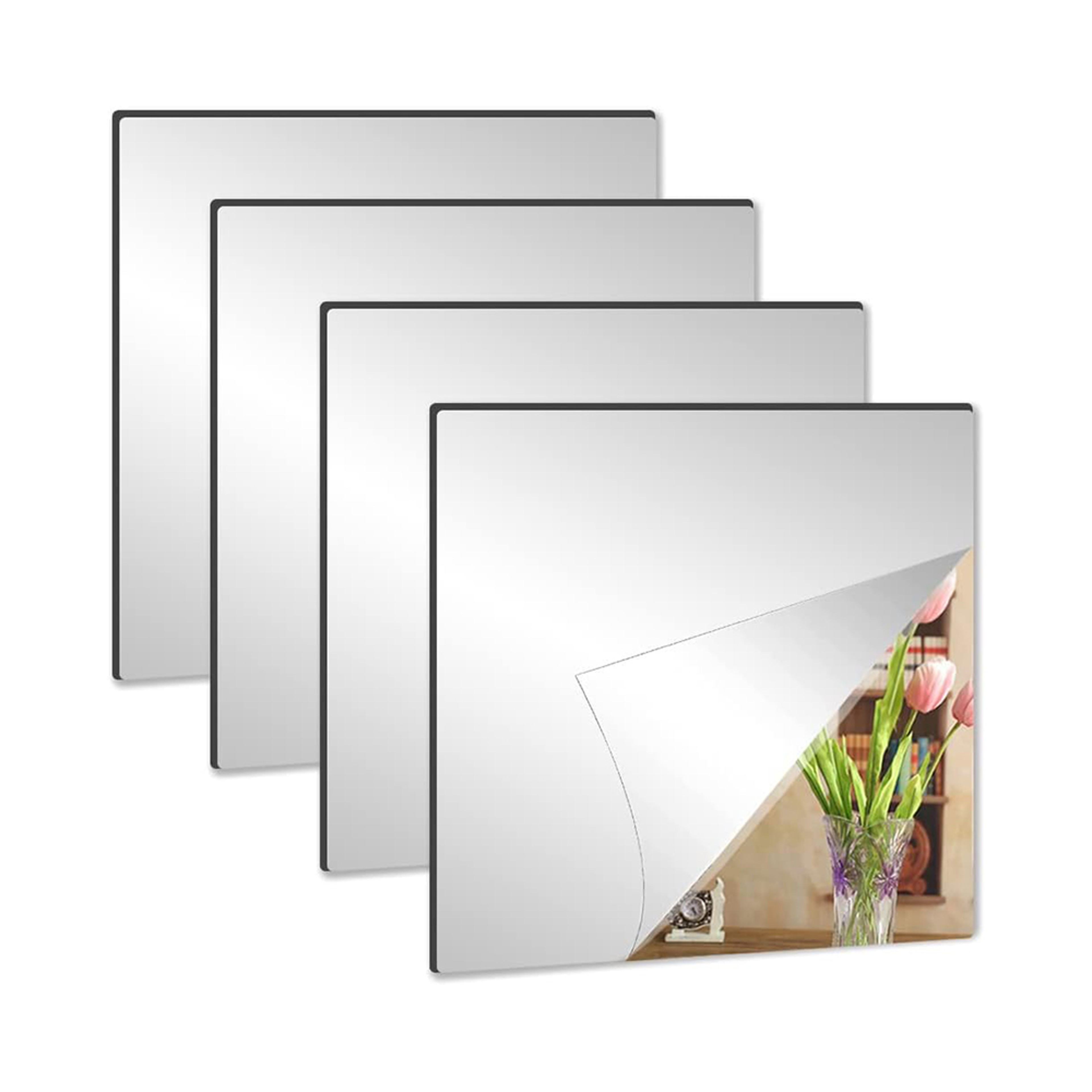 Self Adhesive Mirror Tiles Flexible Acrylic Mirror Sheets Cuttable Frameless Wall Decor – view 1