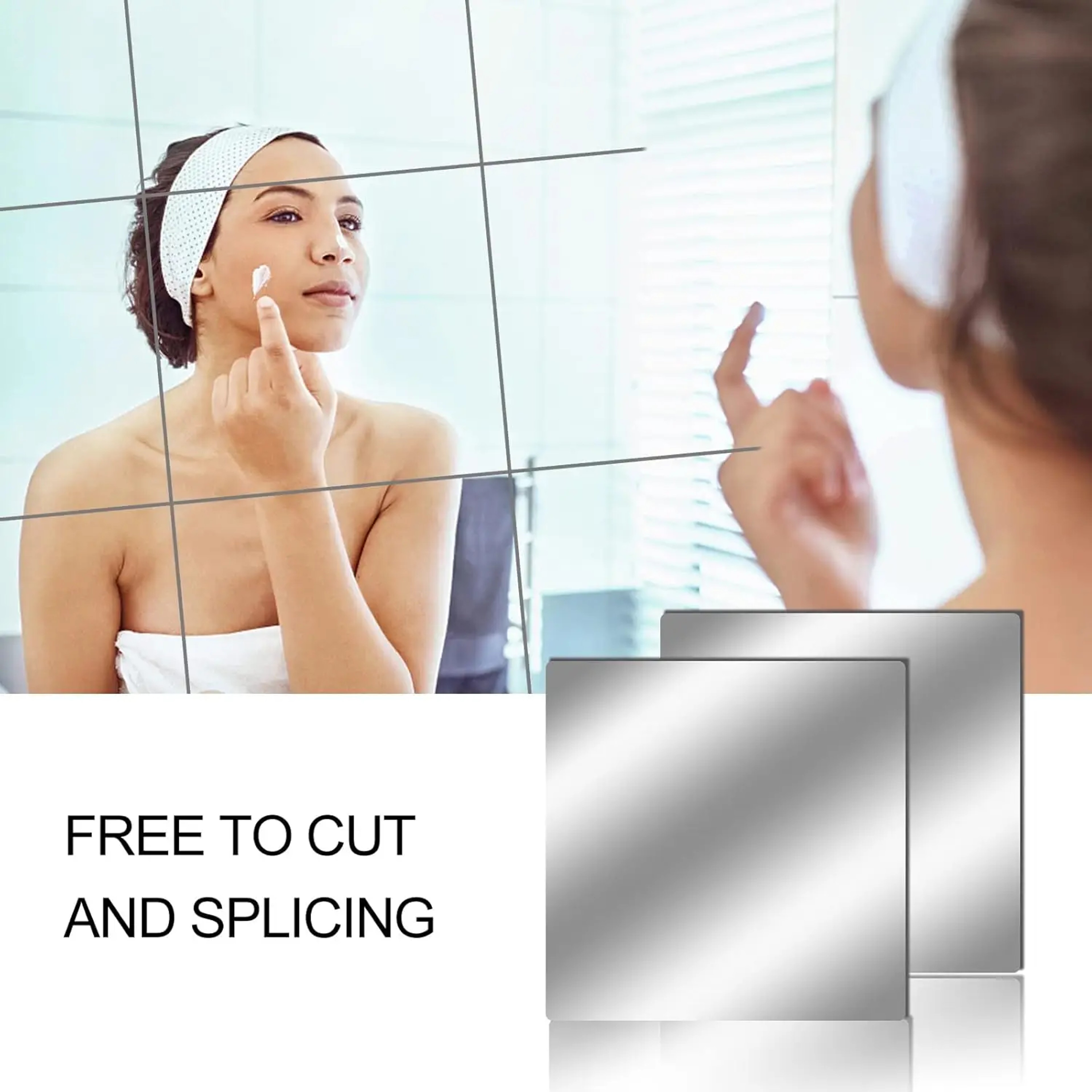 Self Adhesive Mirror Tiles Flexible Acrylic Mirror Sheets Cuttable Frameless Wall Decor – view 2