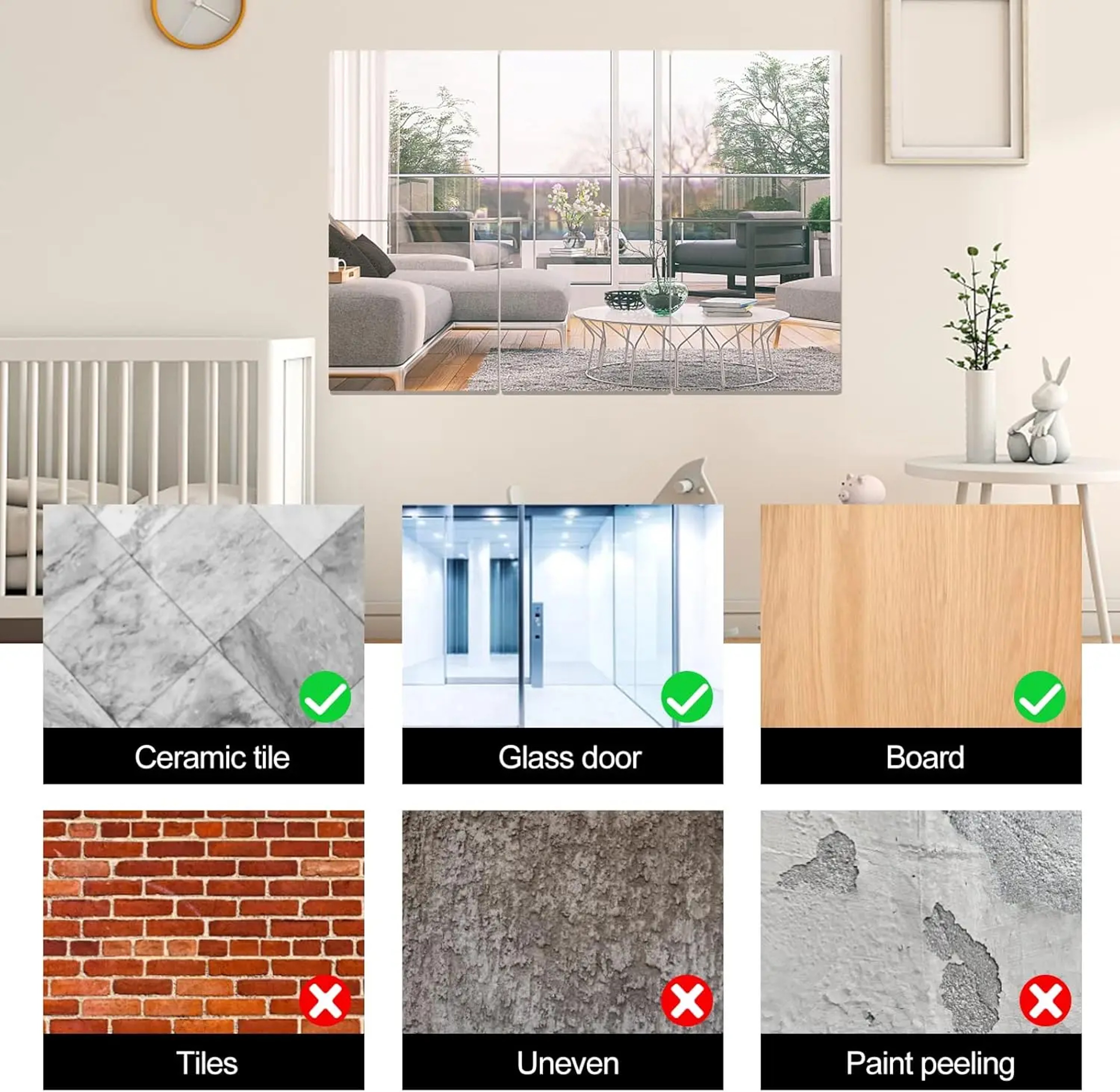 Self Adhesive Mirror Tiles Flexible Acrylic Mirror Sheets Cuttable Frameless Wall Decor – view 5