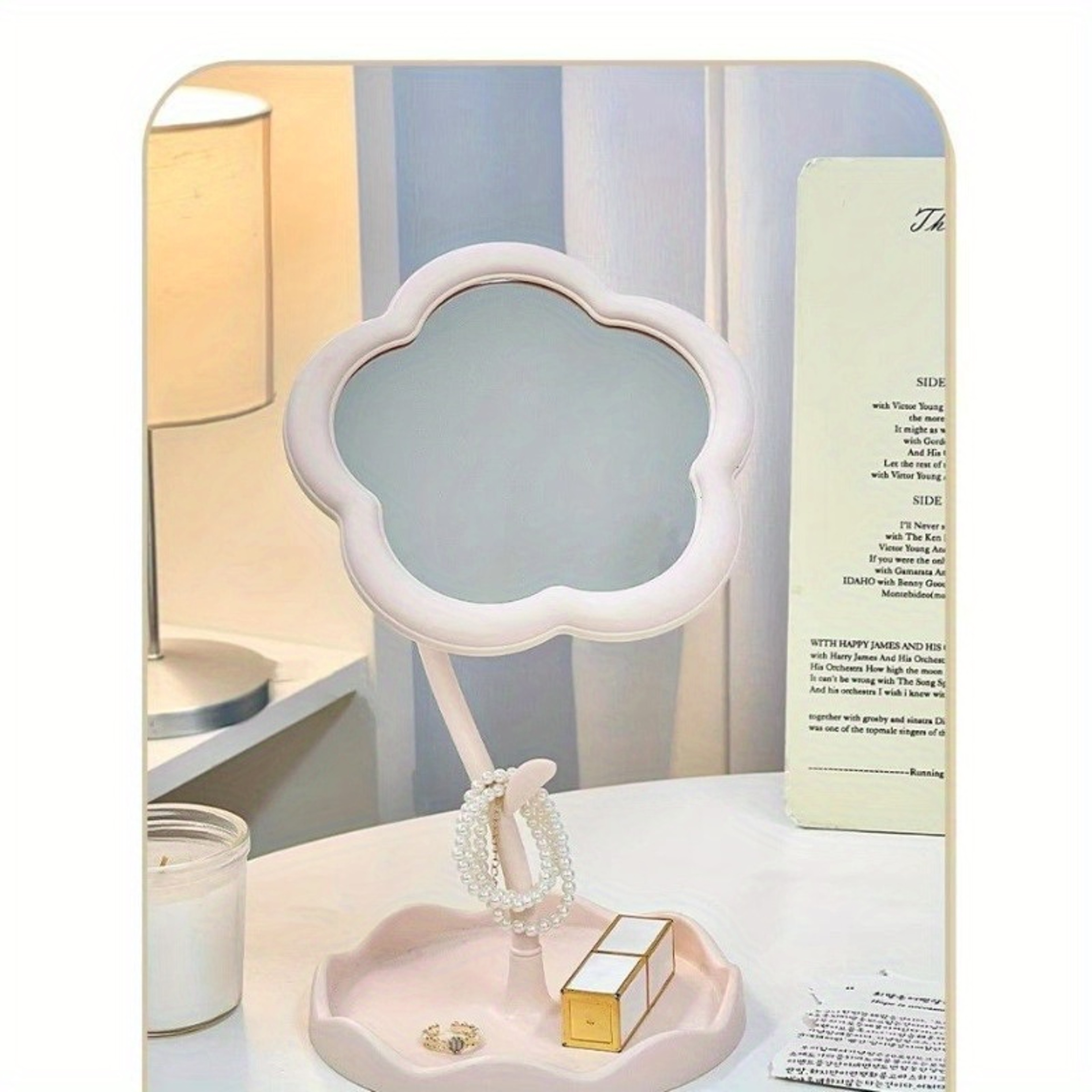 Flower Vanity Makeup Mirror With Rotating Desktop Stand For Bedroom  Dorm 2