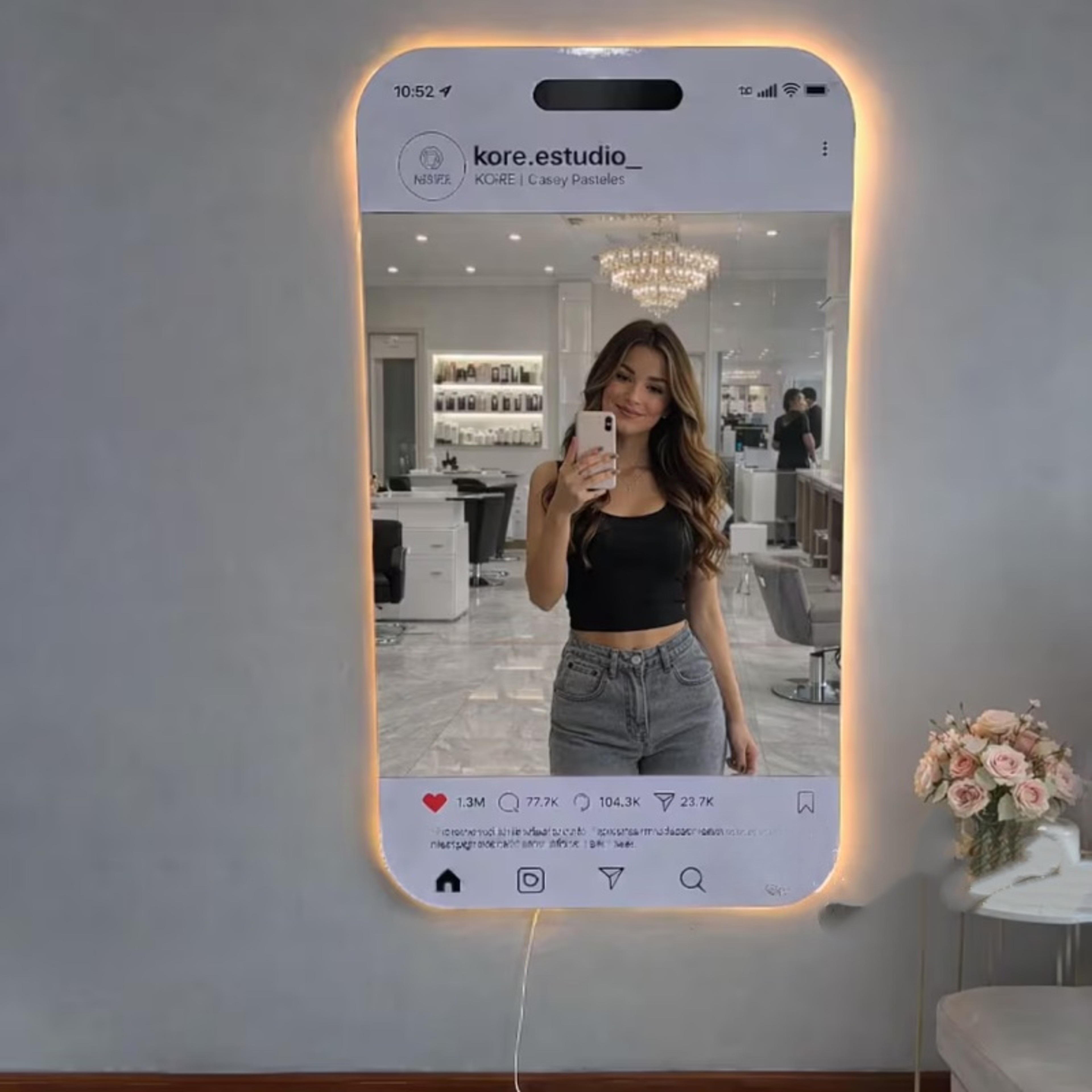 Personalized LED Mirror Sign Custom Selfie Frame Social Media Wall Decor – view 4