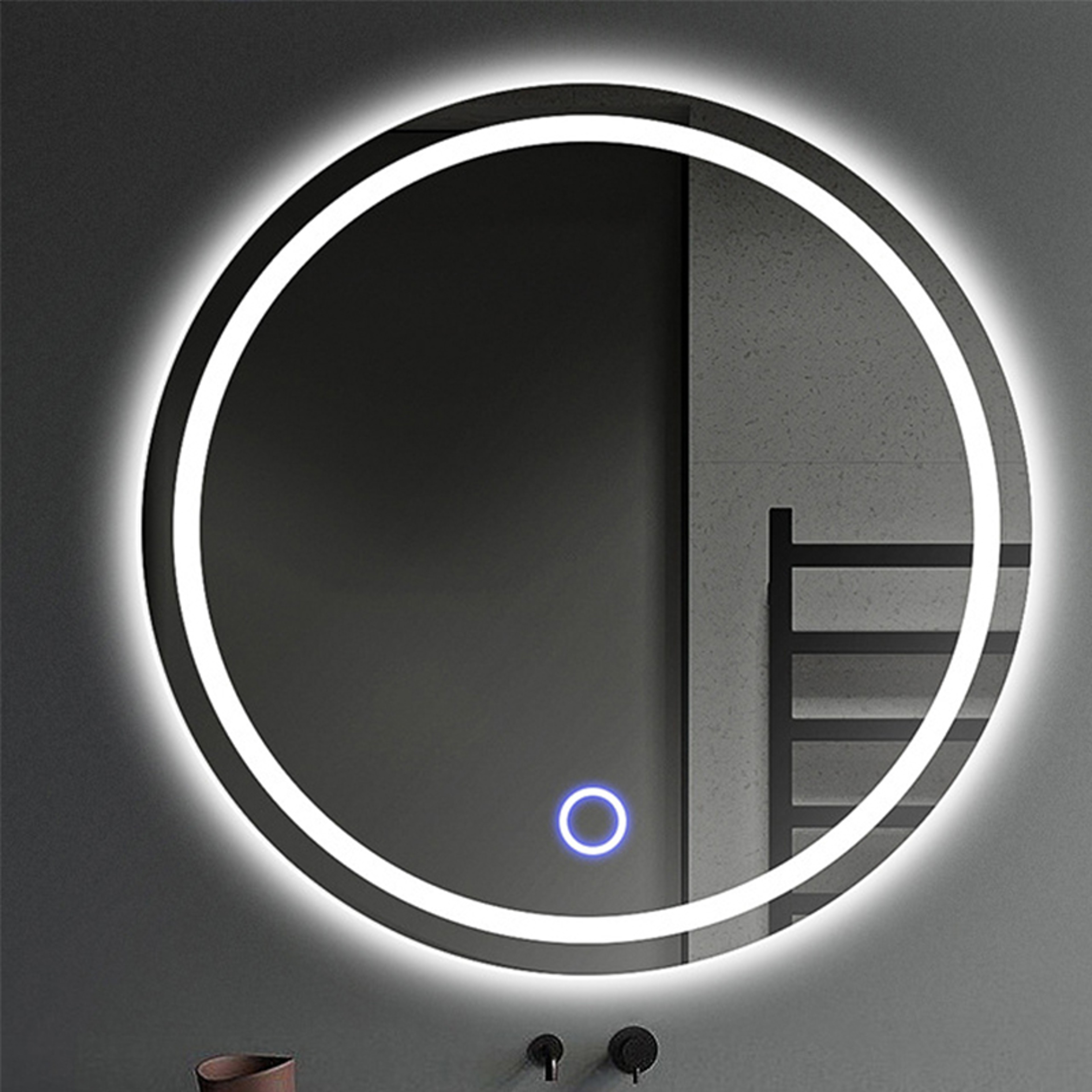 Smart LED Bathroom Mirror with Backlit Touch Light, Anti Fog Round Wall Mounted Vanity Mirror – view 8