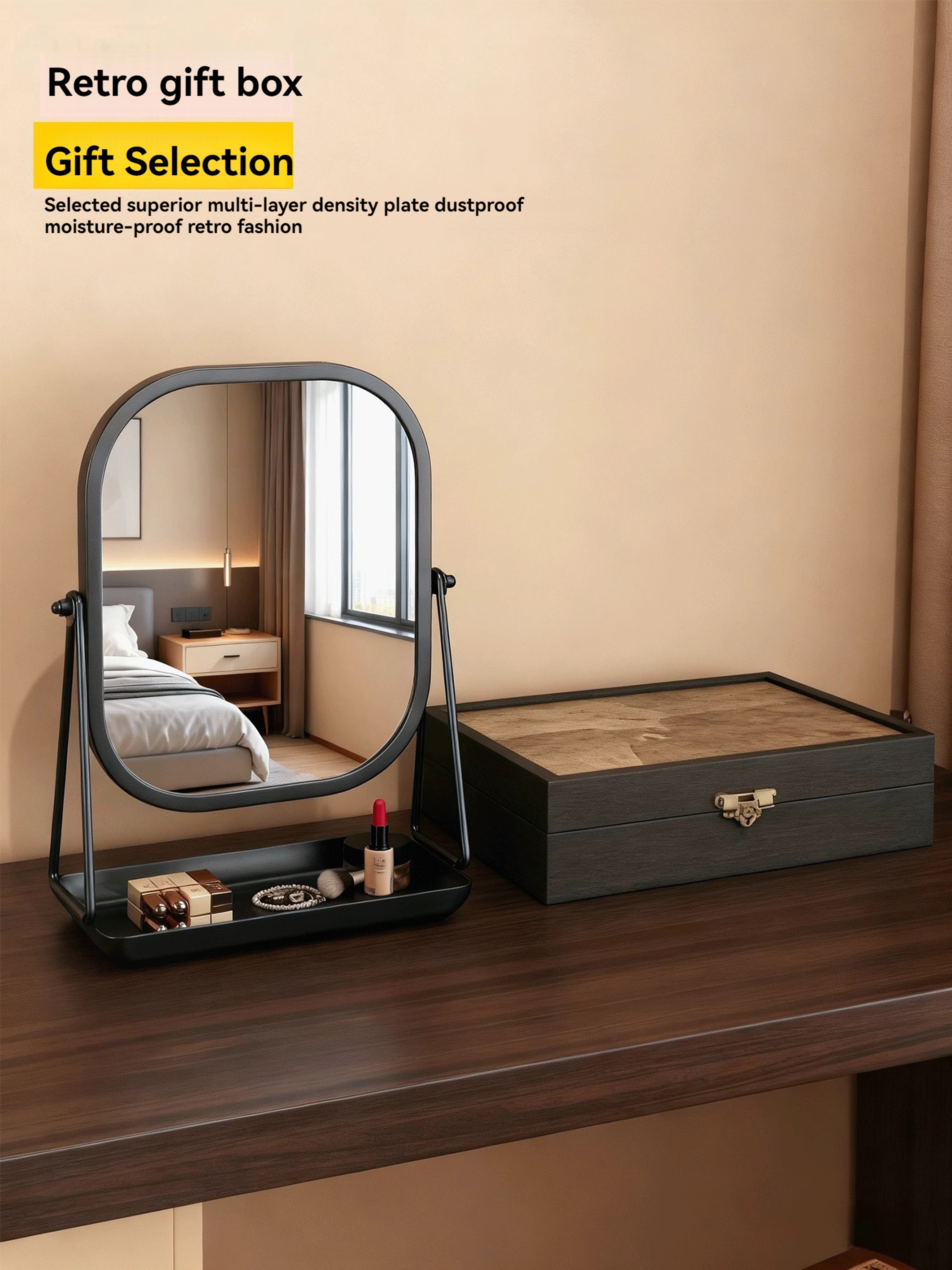 Luxury Rotating Makeup Mirror with Storage Base for Vanity & Dressing Table – view 5