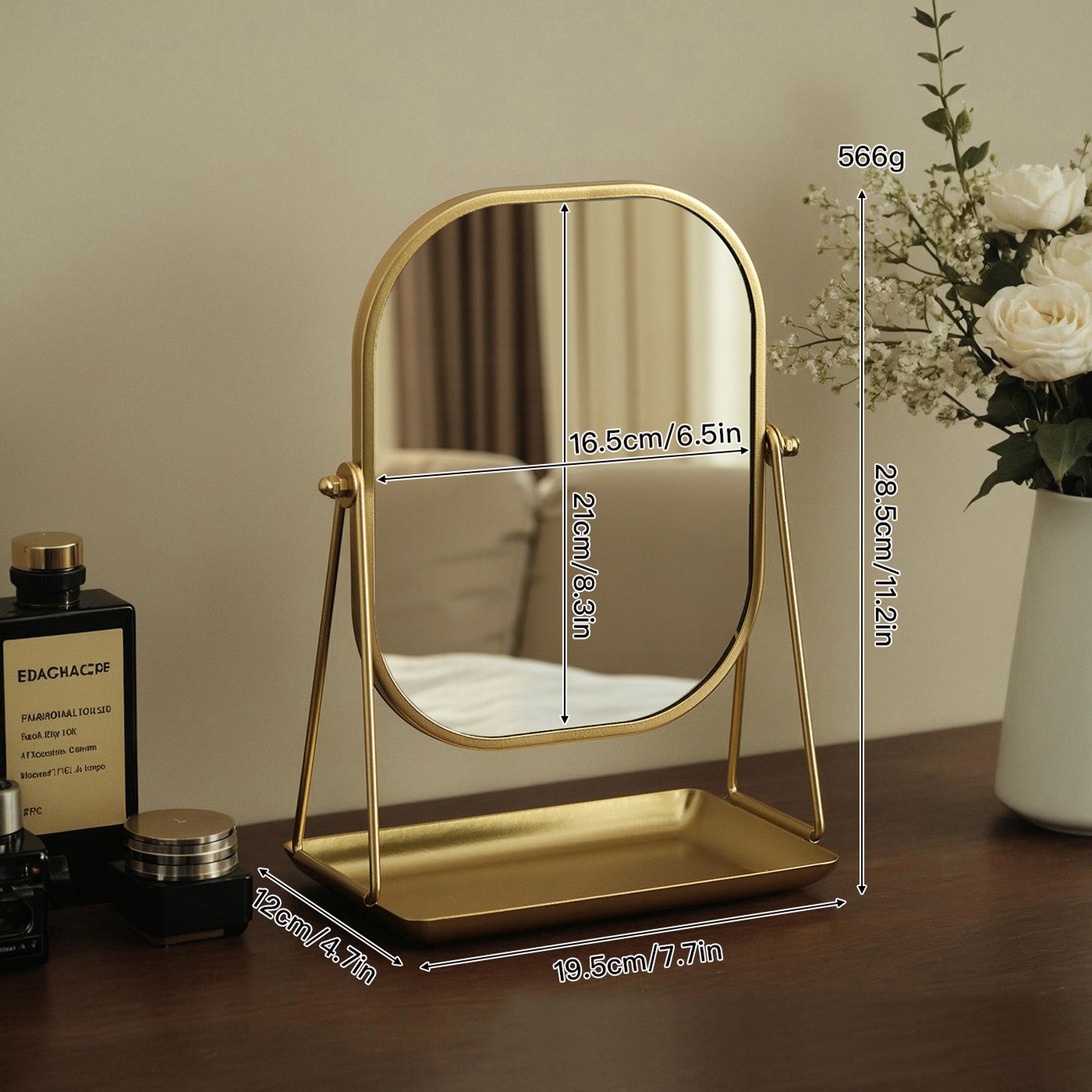 Luxury Rotating Makeup Mirror with Storage Base for Vanity & Dressing Table – view 9