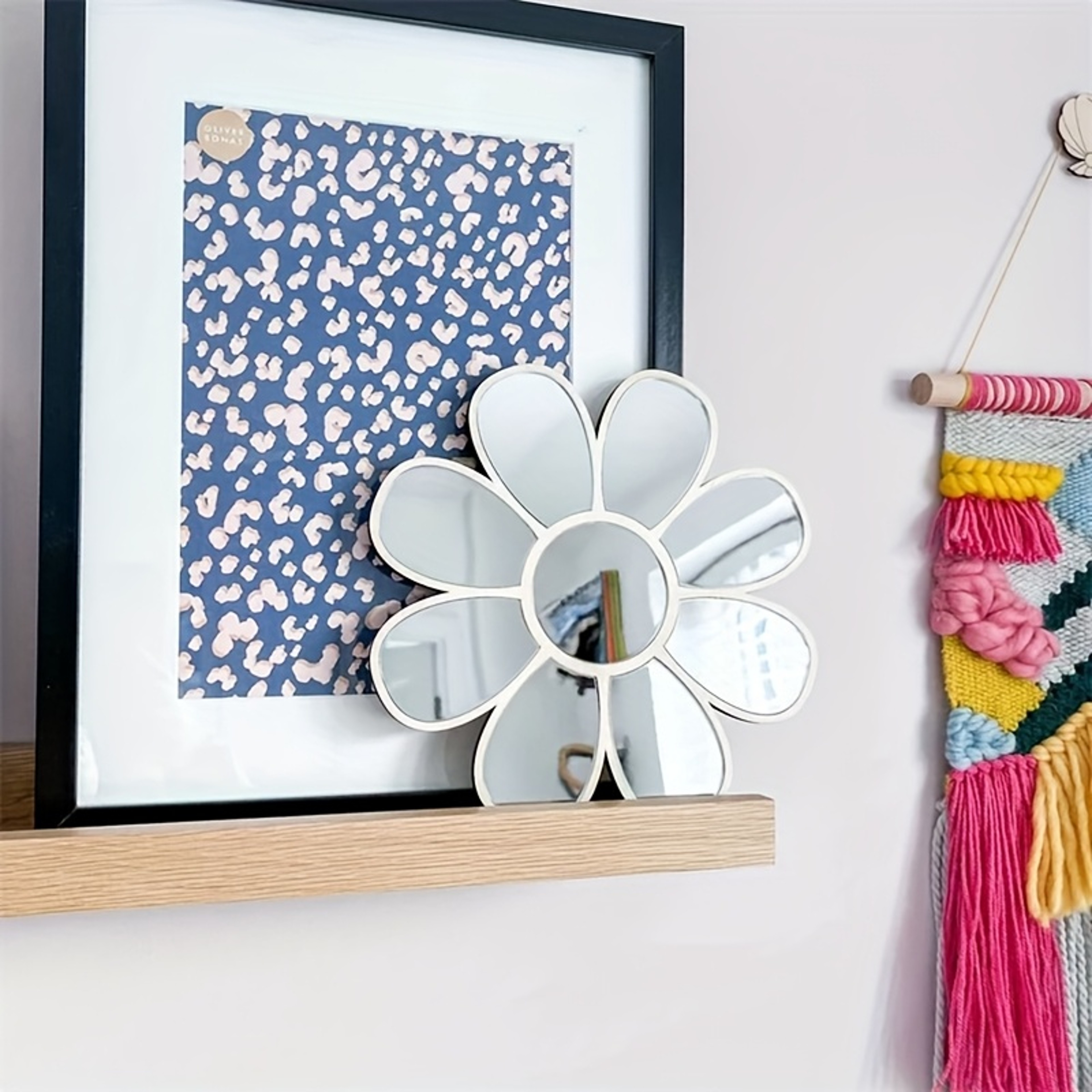 Vintage Boho Wall Mirror Flower Petal Decorative Accent Mirror for Bedroom, Living Room & Office – view 6
