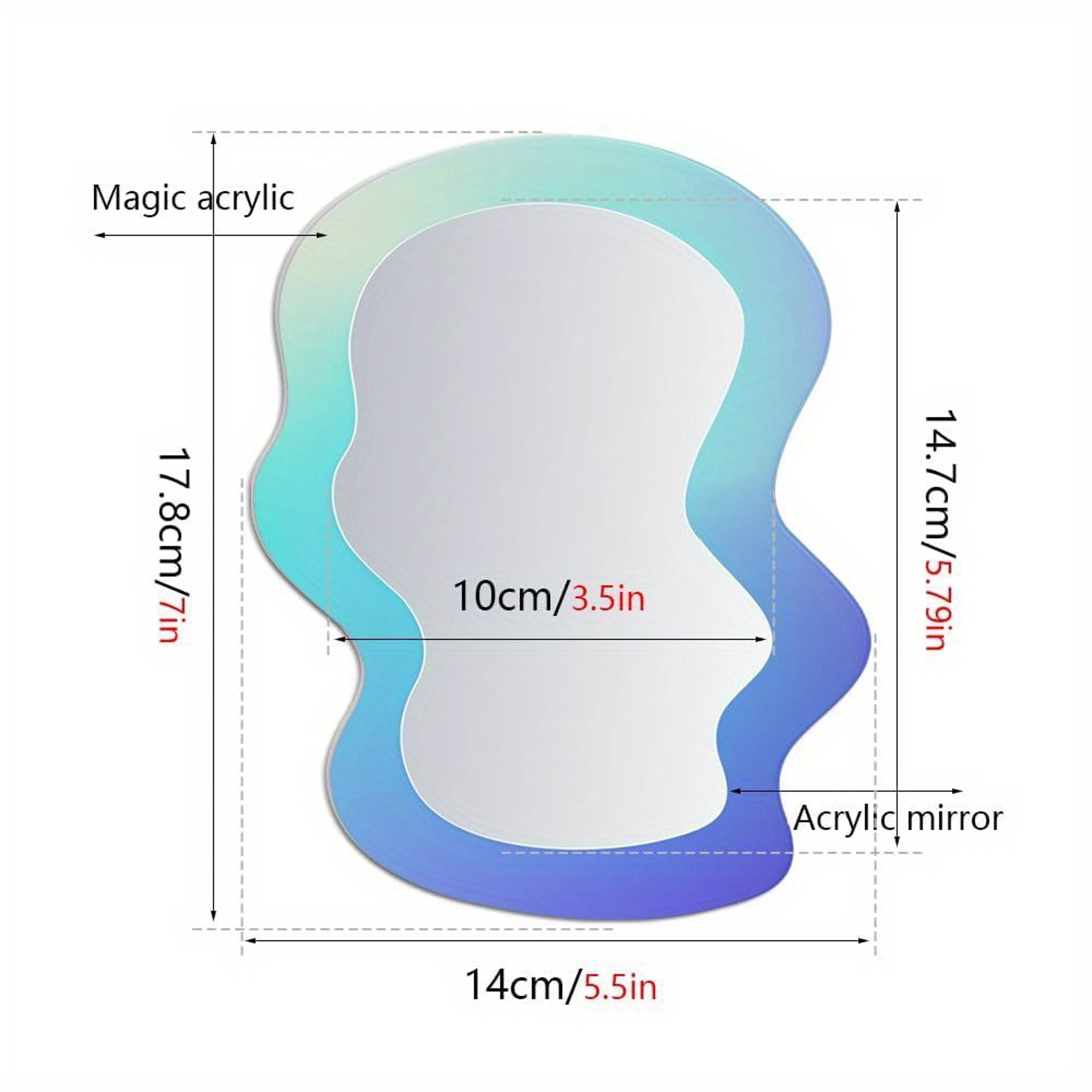 Geometric Magnetic Locker Mirror for School, Fridge & Bathroom Frameless Makeup Mirror – view 8