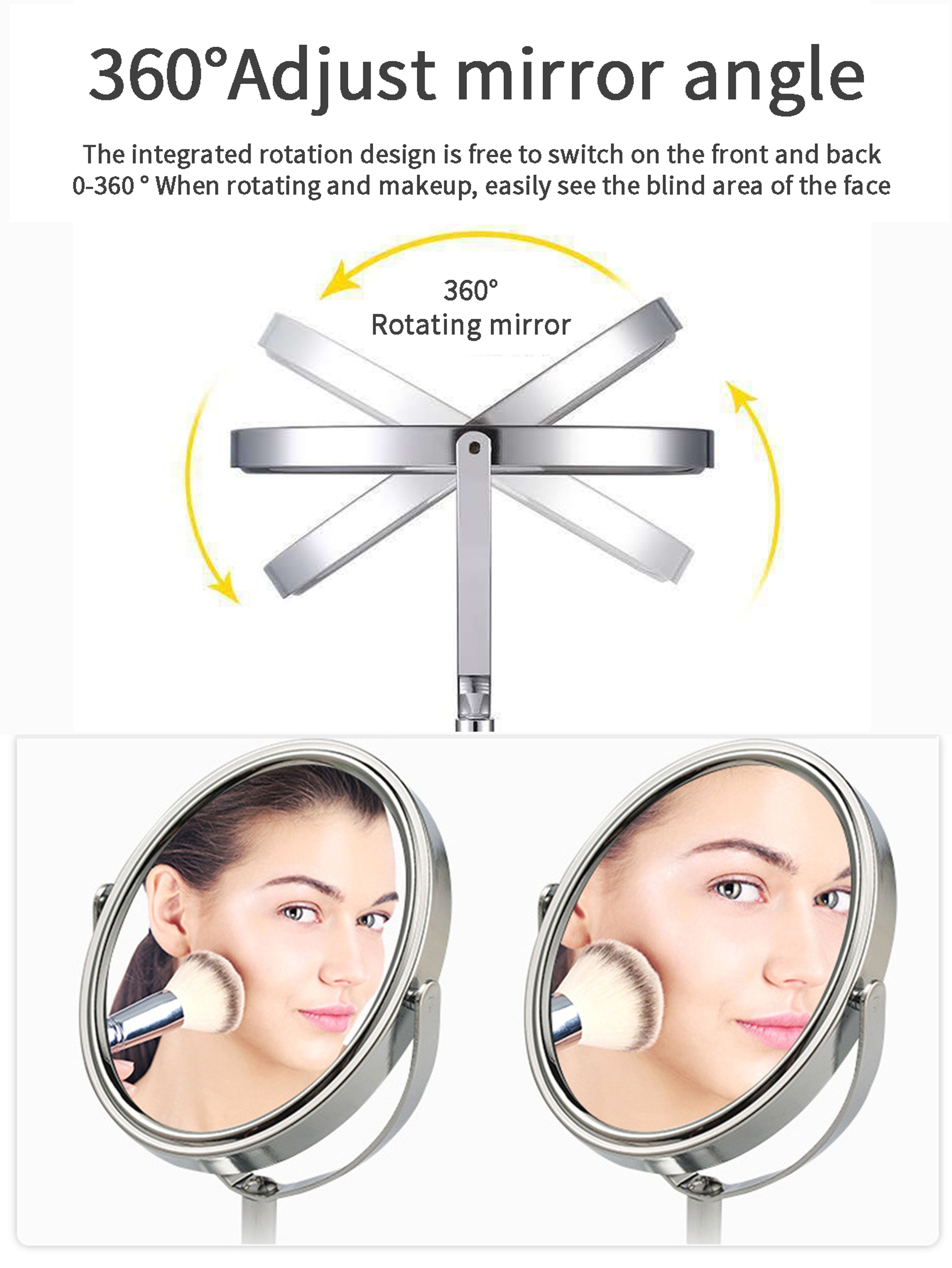 Large Makeup Mirror Double Sided Vanity Mirror With Rotation  Magnifying Glass 4