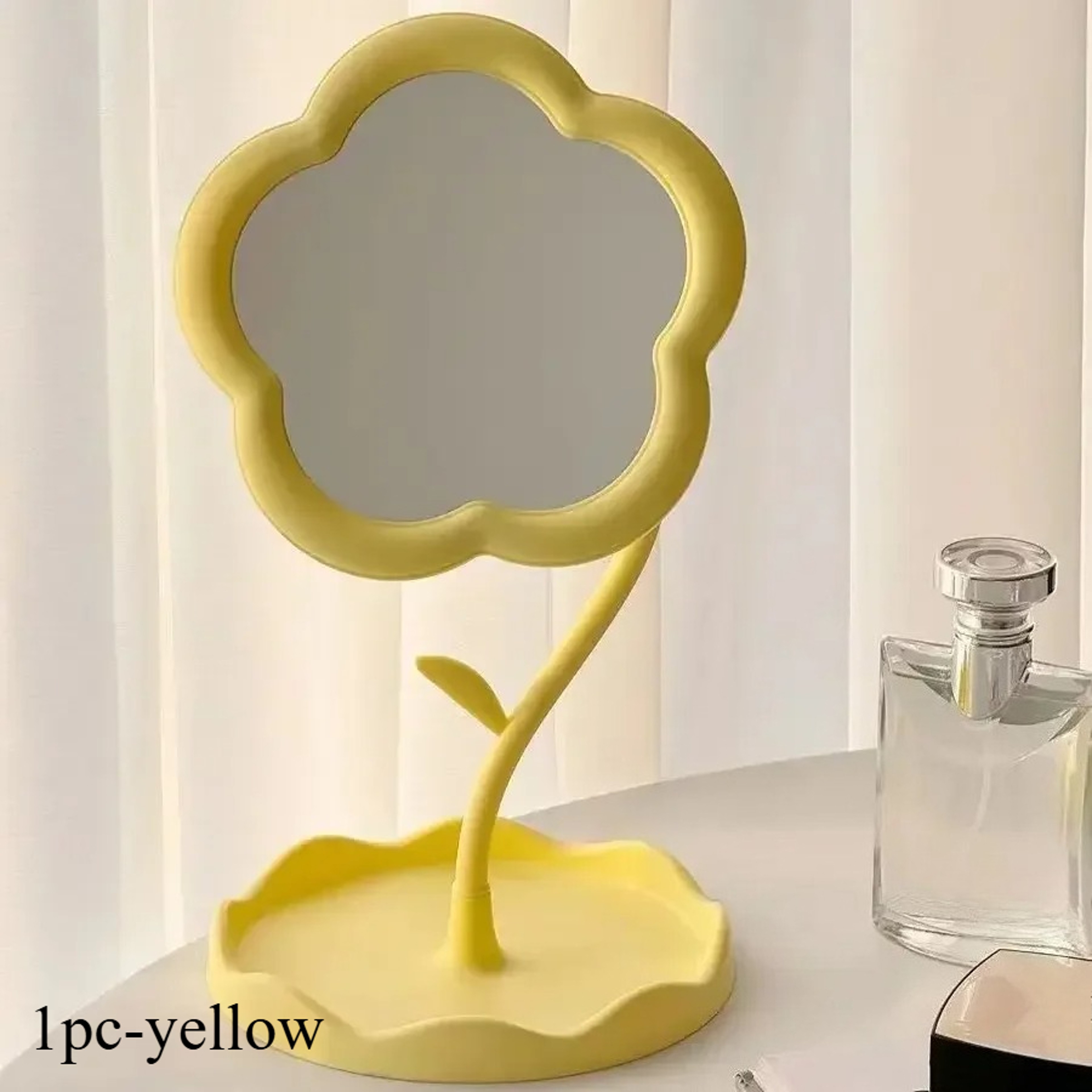 Flower Vanity Mirror For Desk Cute Desktop Makeup Mirror With HD Reflection For Bedroom Vanity Deco 8