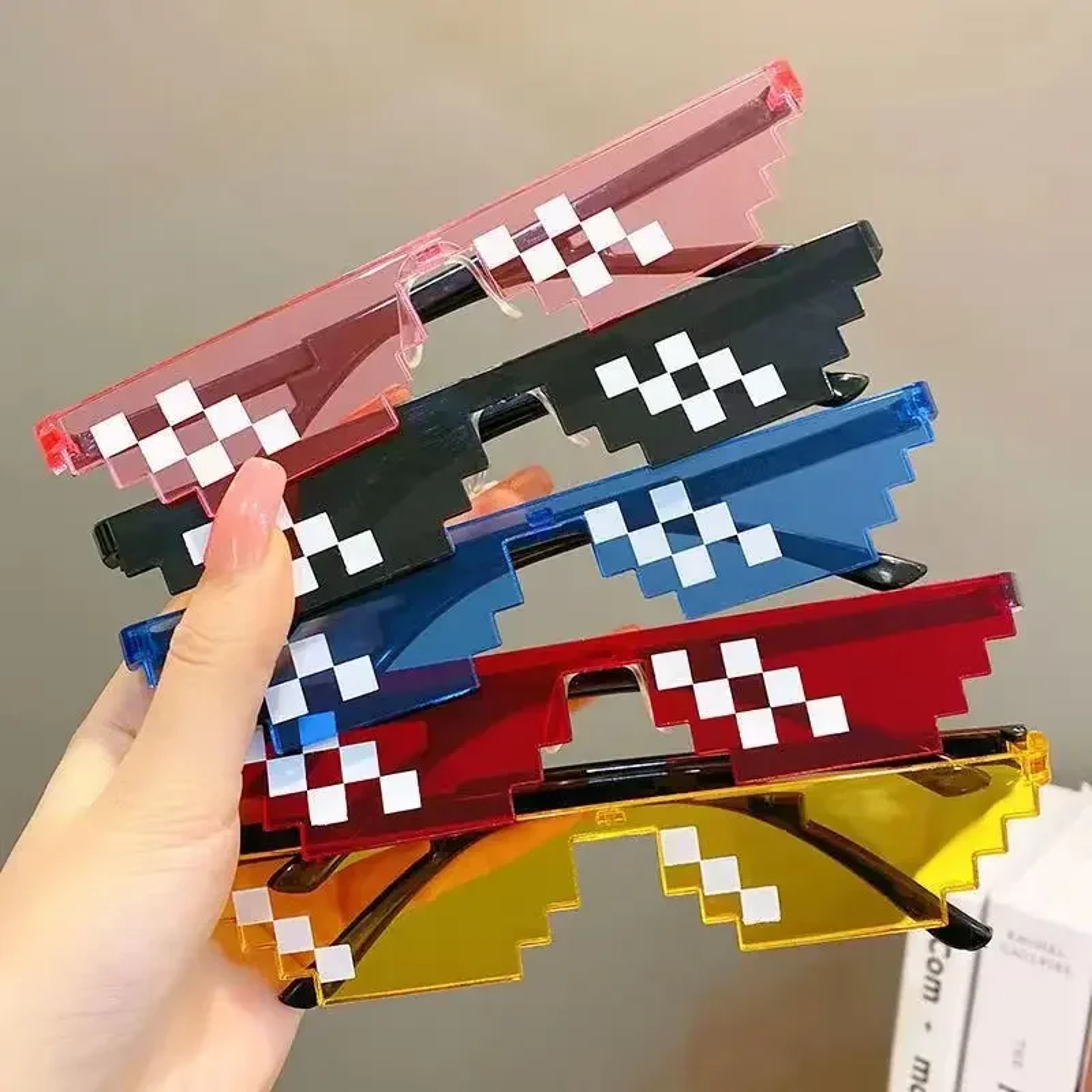 Funny Pixel Sunglasses Black Mosaic Party Glasses for Costumes & Photo Booth Fun – view 1