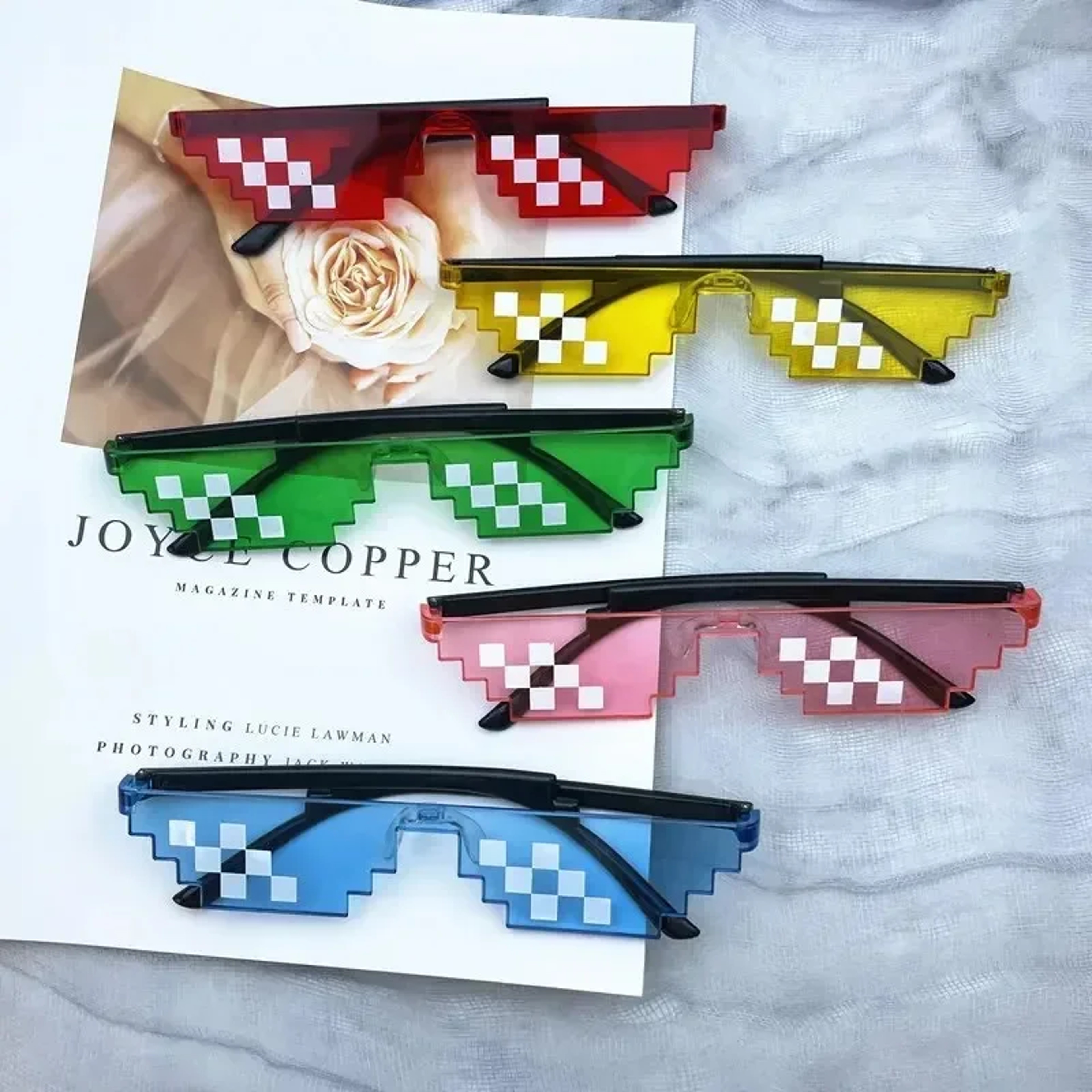Funny Pixel Sunglasses Black Mosaic Party Glasses for Costumes & Photo Booth Fun – view 3