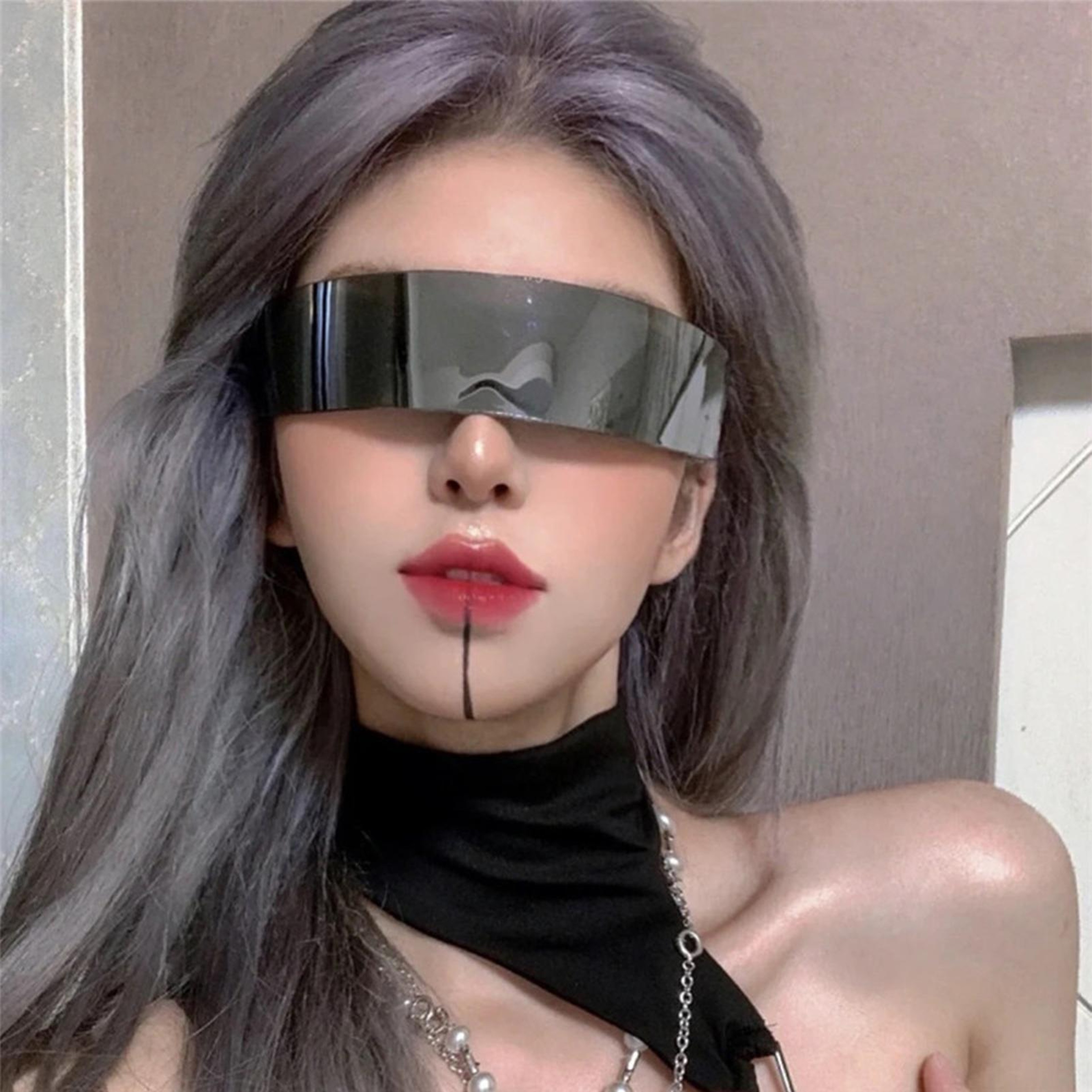 Futuristic Cyclops UV400 Rimless Sunglasses For Men  Women Cyber Visor Eyewear 4