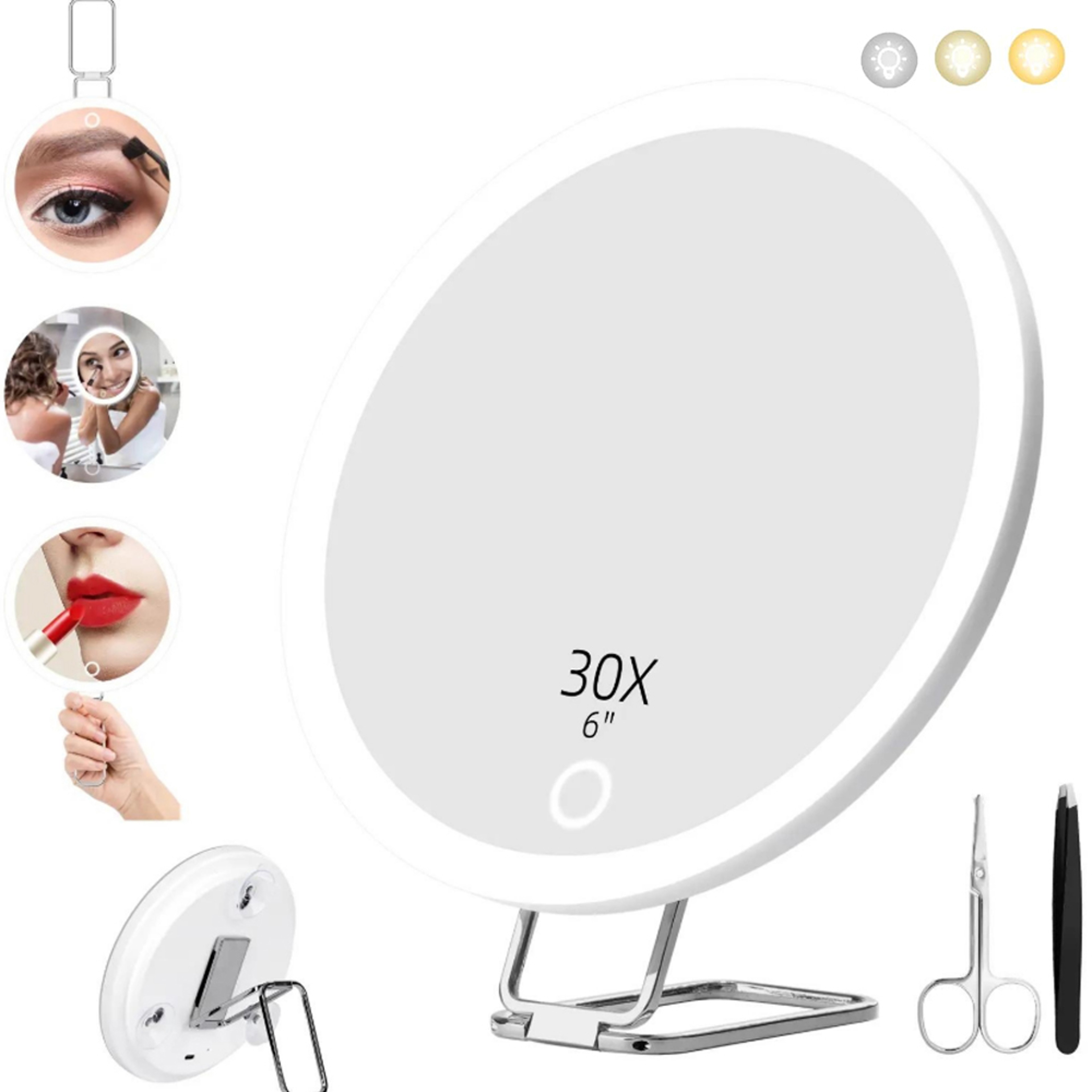 Magnifying Mirror with LED Light Travel Makeup Mirror & Precision Tweezers Set – view 8