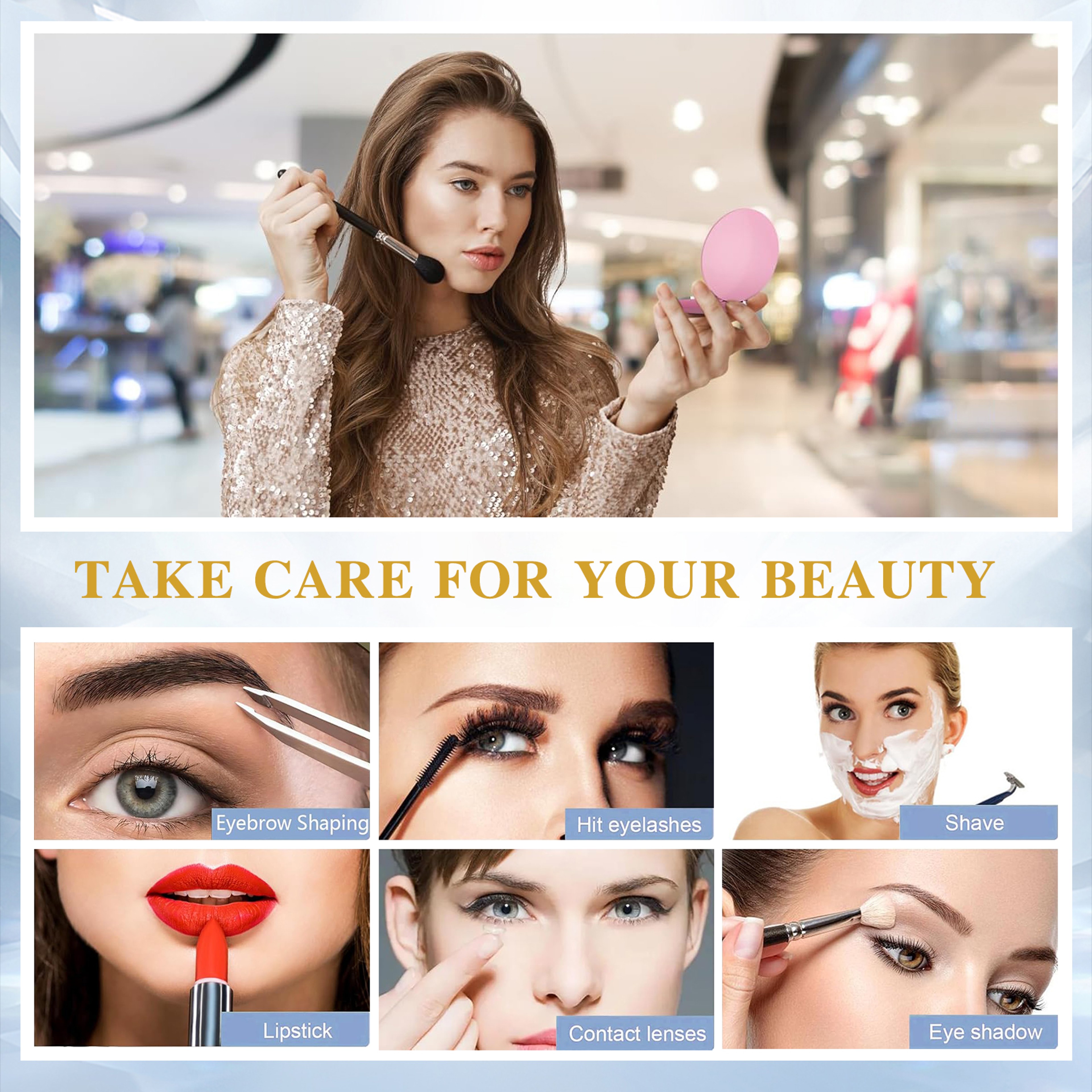 LED Compact Makeup Mirror with Light, Magnifying Travel Pocket Mirror for Purse & Beauty Touch-Ups – view 3