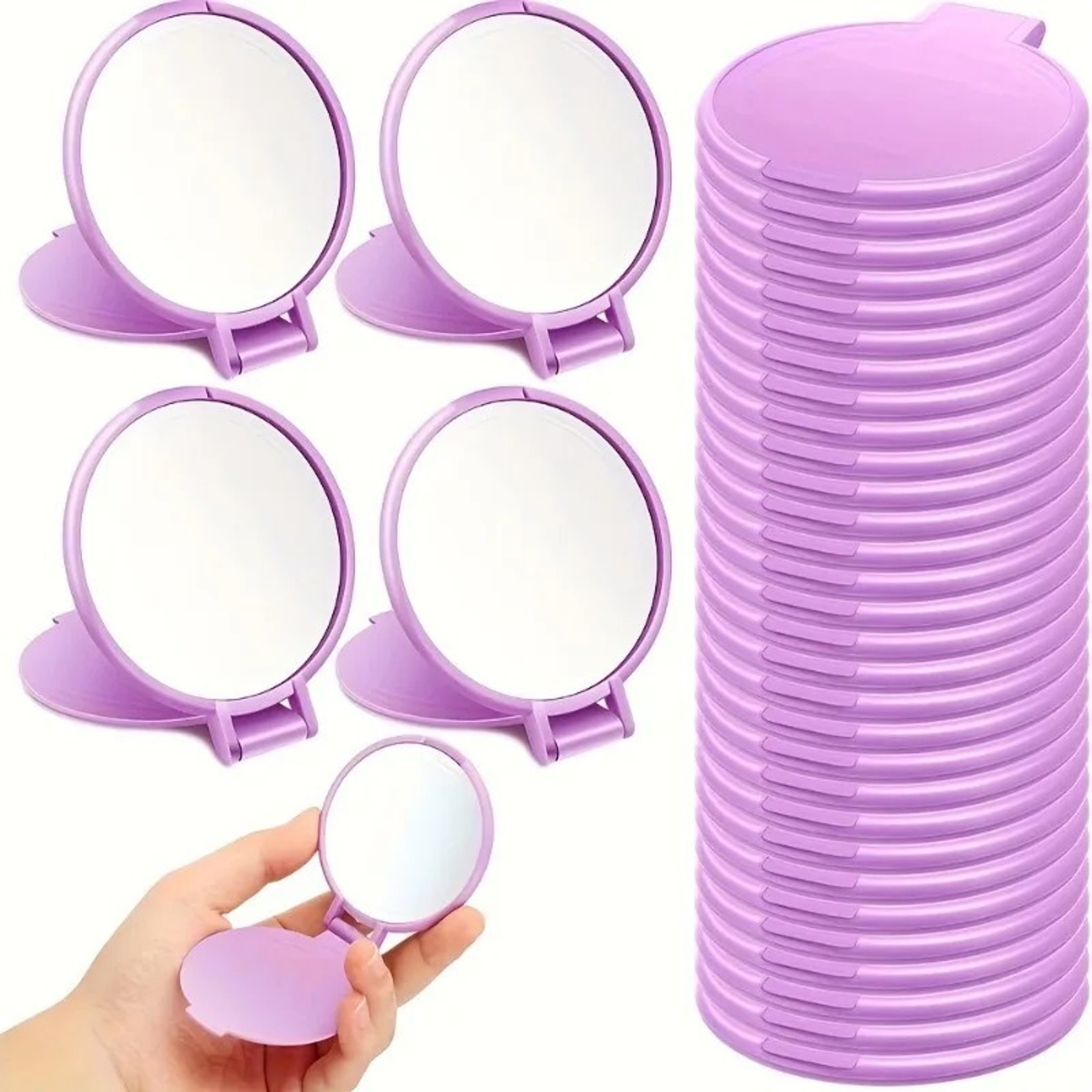 Portable Makeup Mirror Set Foldable Pocket Cosmetic Mirrors For Travel Gifts  Daily Beauty 0