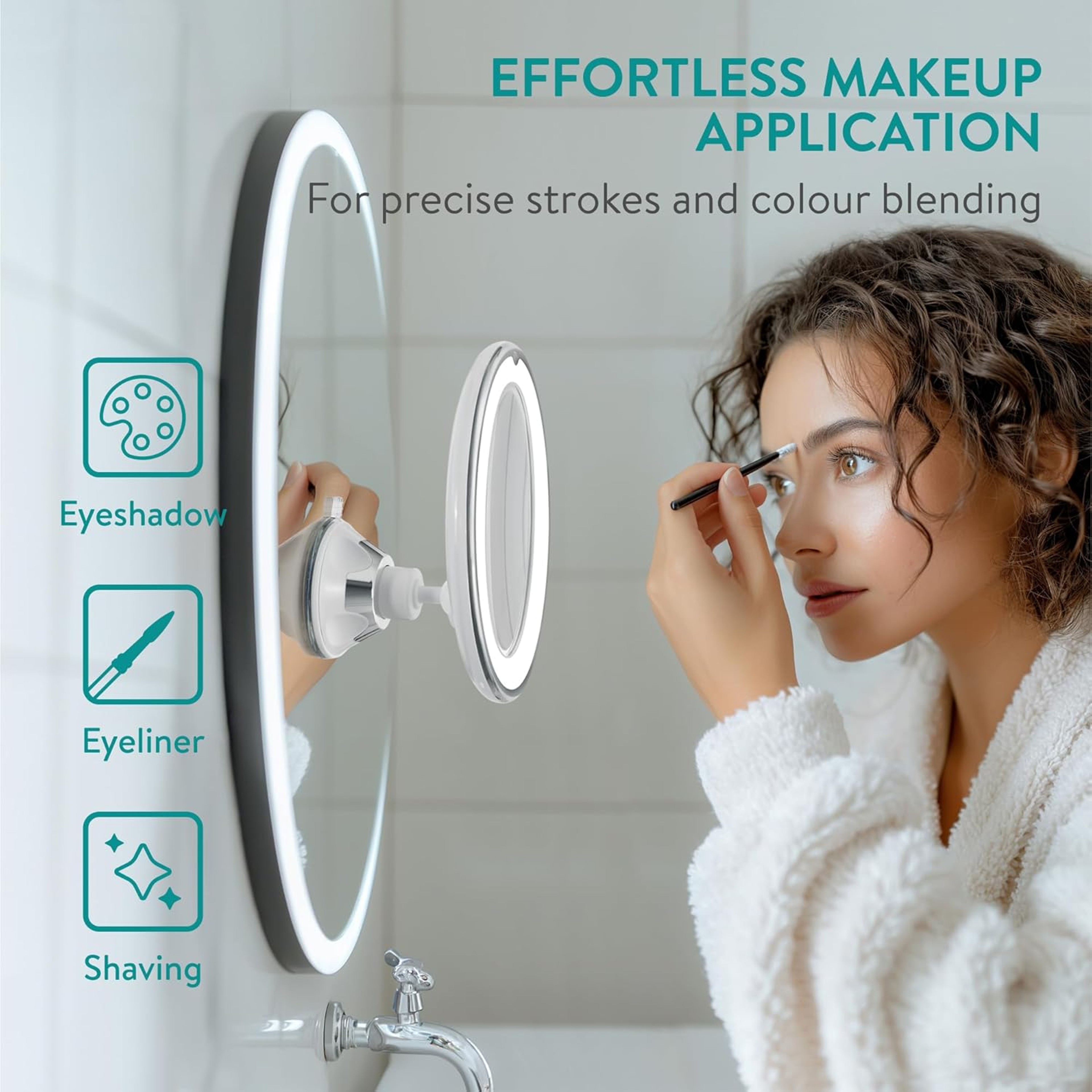 Magnifying Makeup Mirror with Lights, Color LED Suction Cup Travel Vanity Mirror – view 2