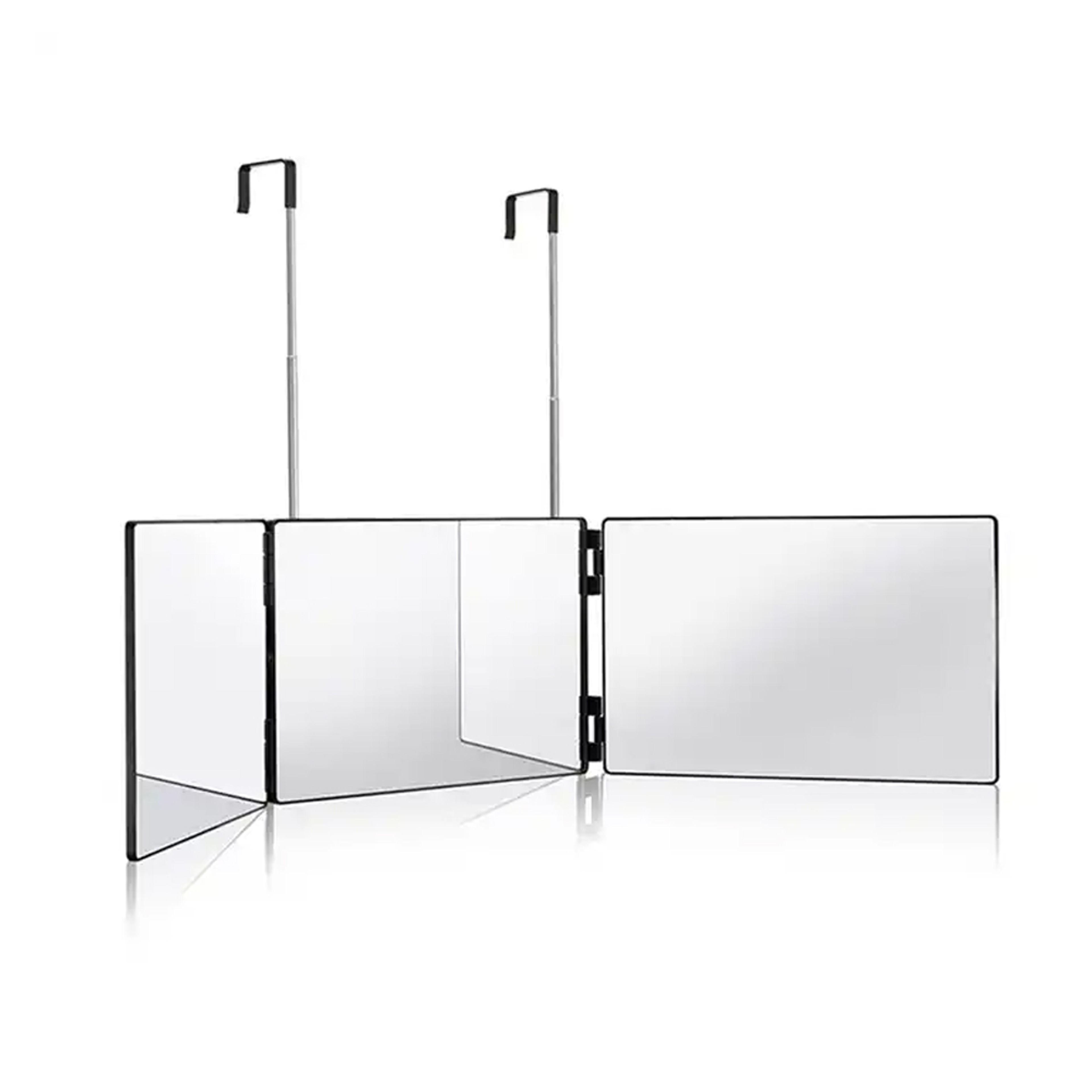 Way Mirror Trifold Vanity Mirror With Adjustable Hook For Hair Cutting  Makeup 0