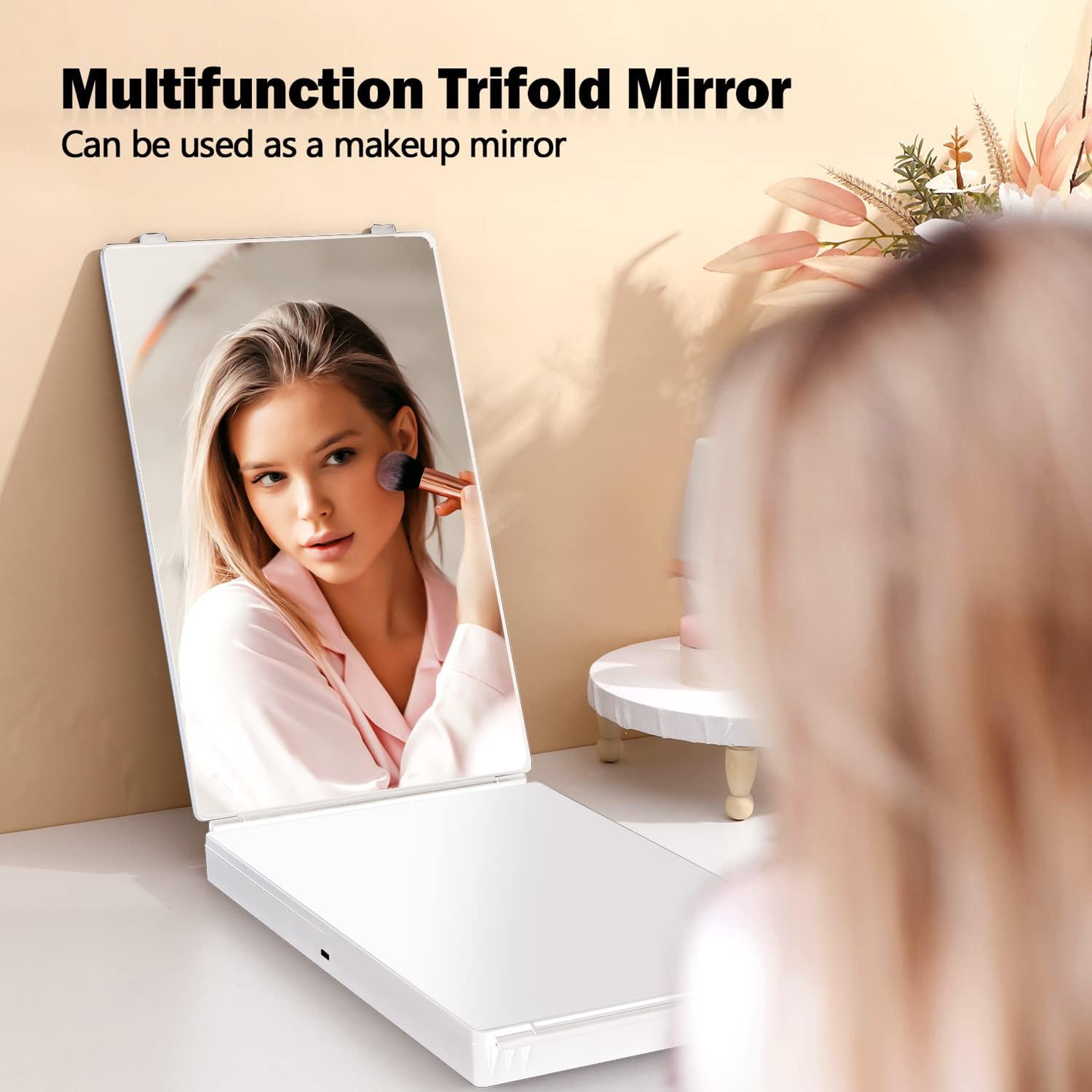 Way Mirror Trifold Vanity Mirror With Adjustable Hook For Hair Cutting  Makeup 1