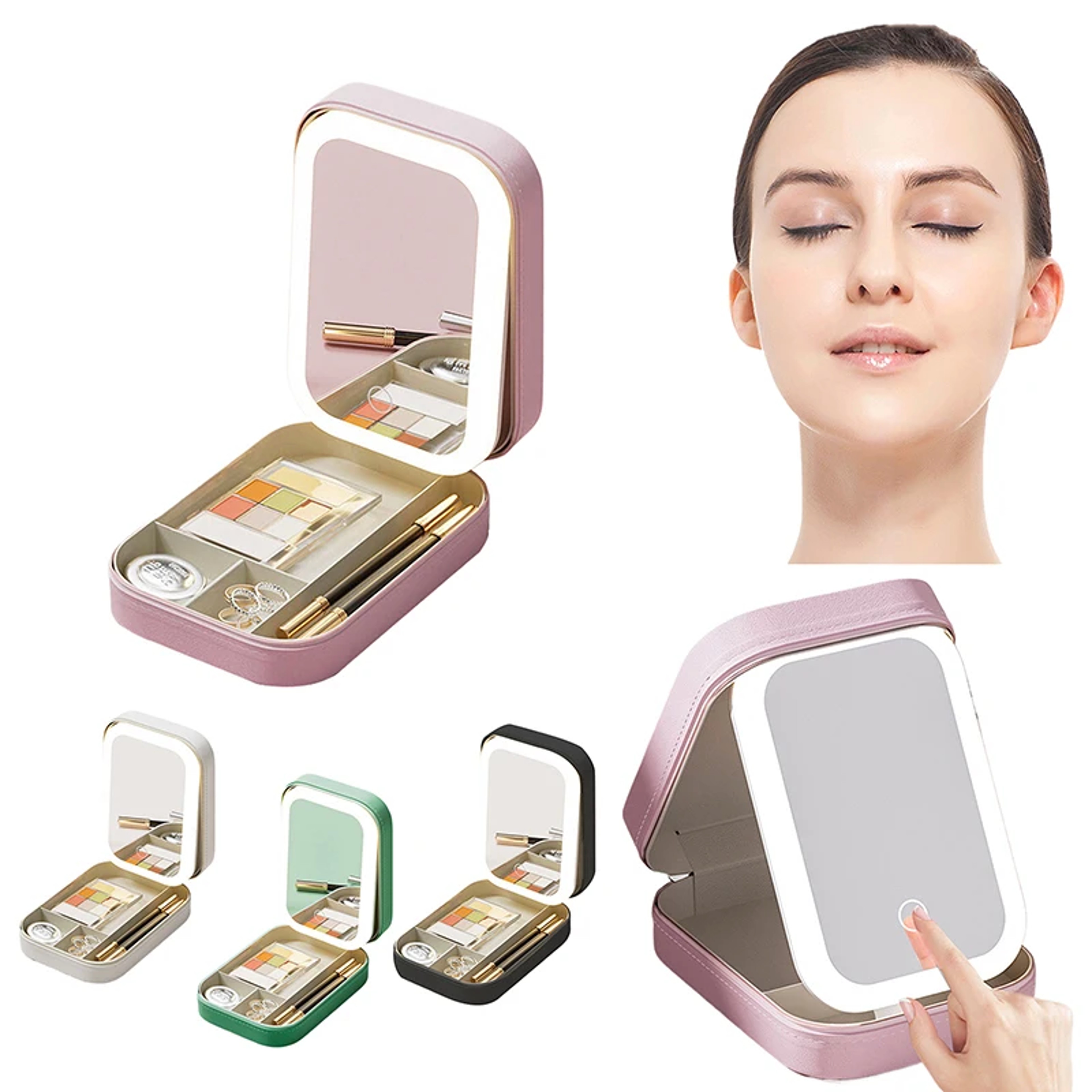 Portable Travel Makeup Bag with LED Makeup Mirror & Adjustable Light Cosmetic Organizer – view 2