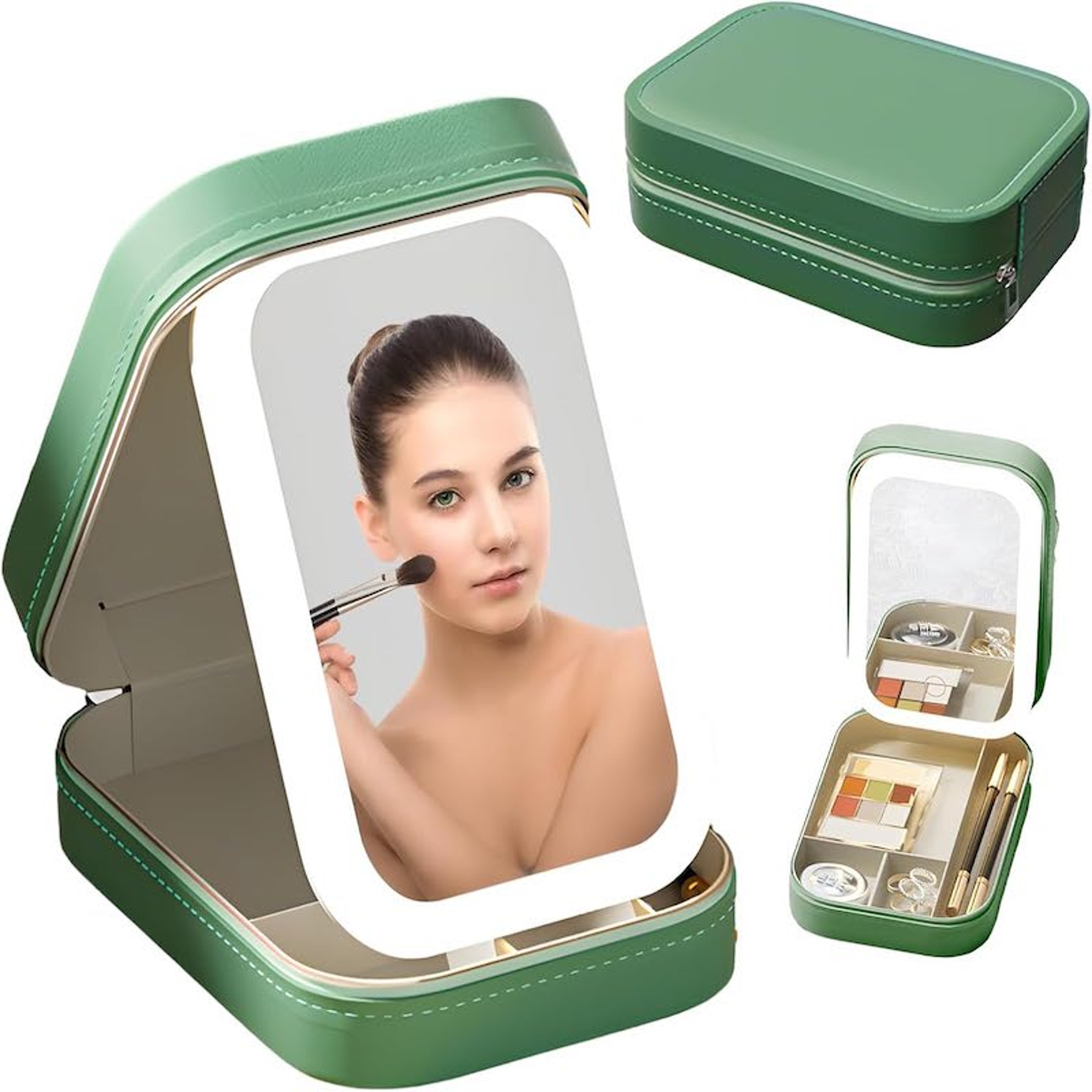 Portable Travel Makeup Bag with LED Makeup Mirror & Adjustable Light Cosmetic Organizer – view 8