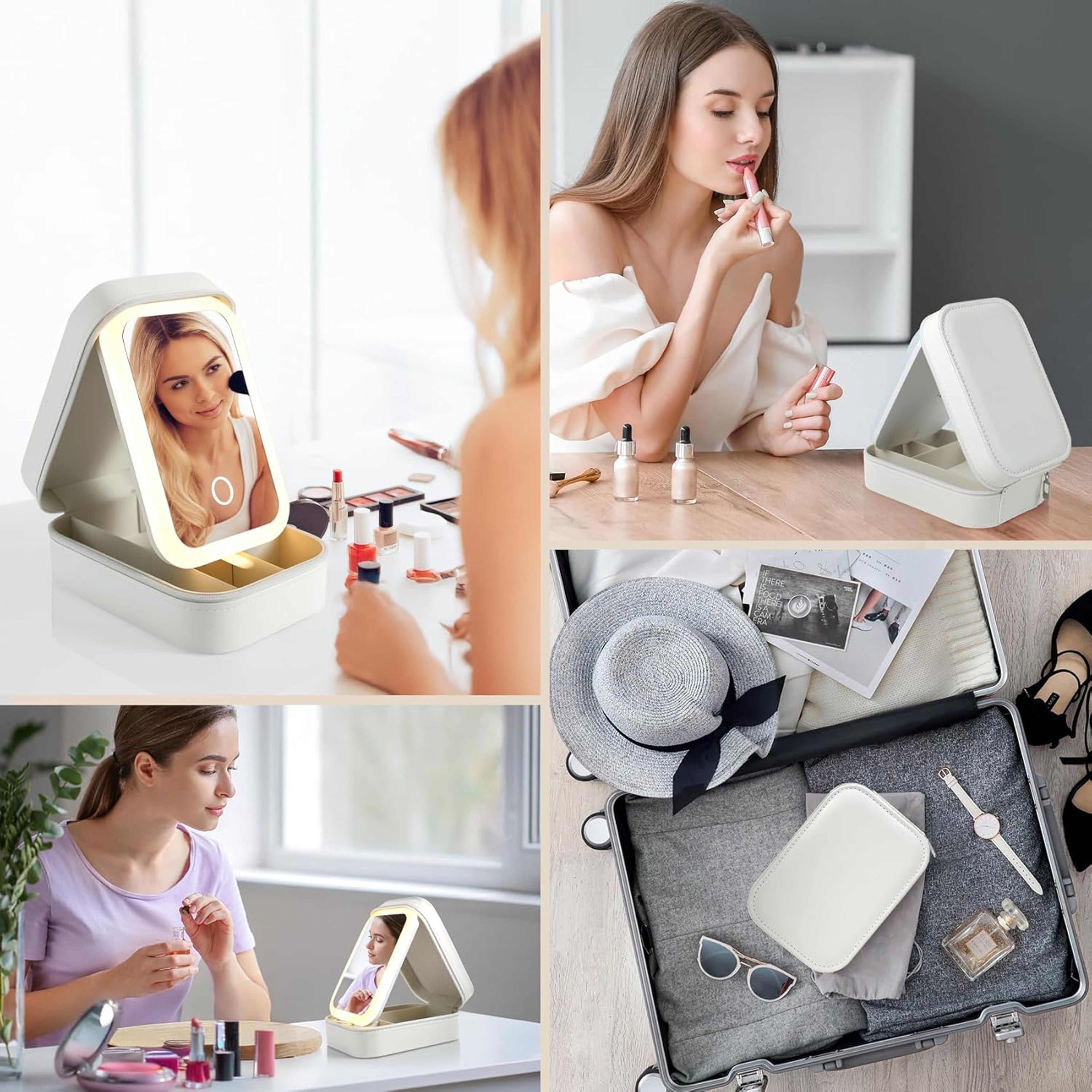 Portable Travel Makeup Bag with LED Makeup Mirror & Adjustable Light Cosmetic Organizer – view 6