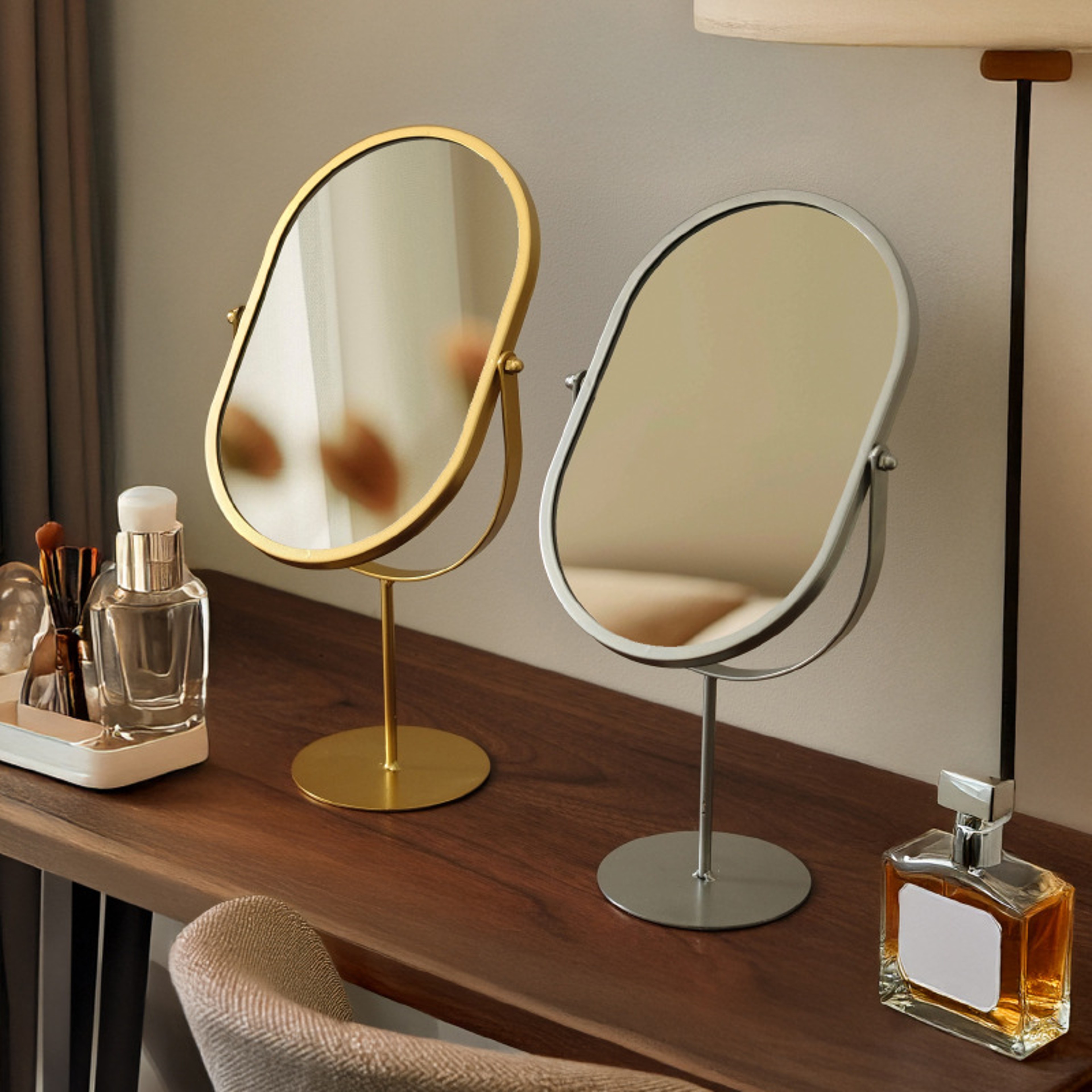 Light Luxury Vanity Mirror Desktop Oval Makeup Mirror for Dressing Table Bedroom Decor – view 4