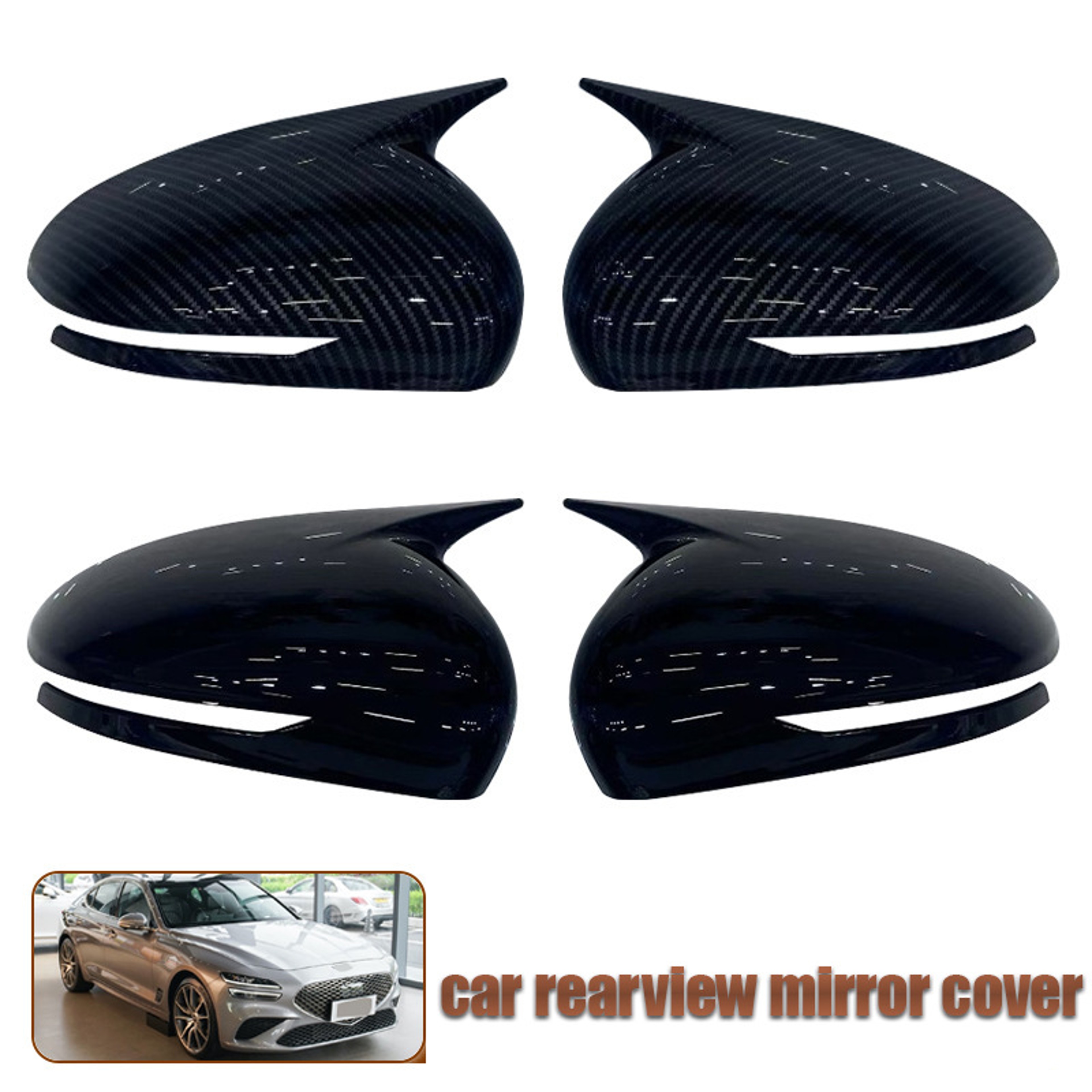 Genesis G70 Carbon Fiber Mirror Caps Exterior Rearview Mirror Cover Set – view 1