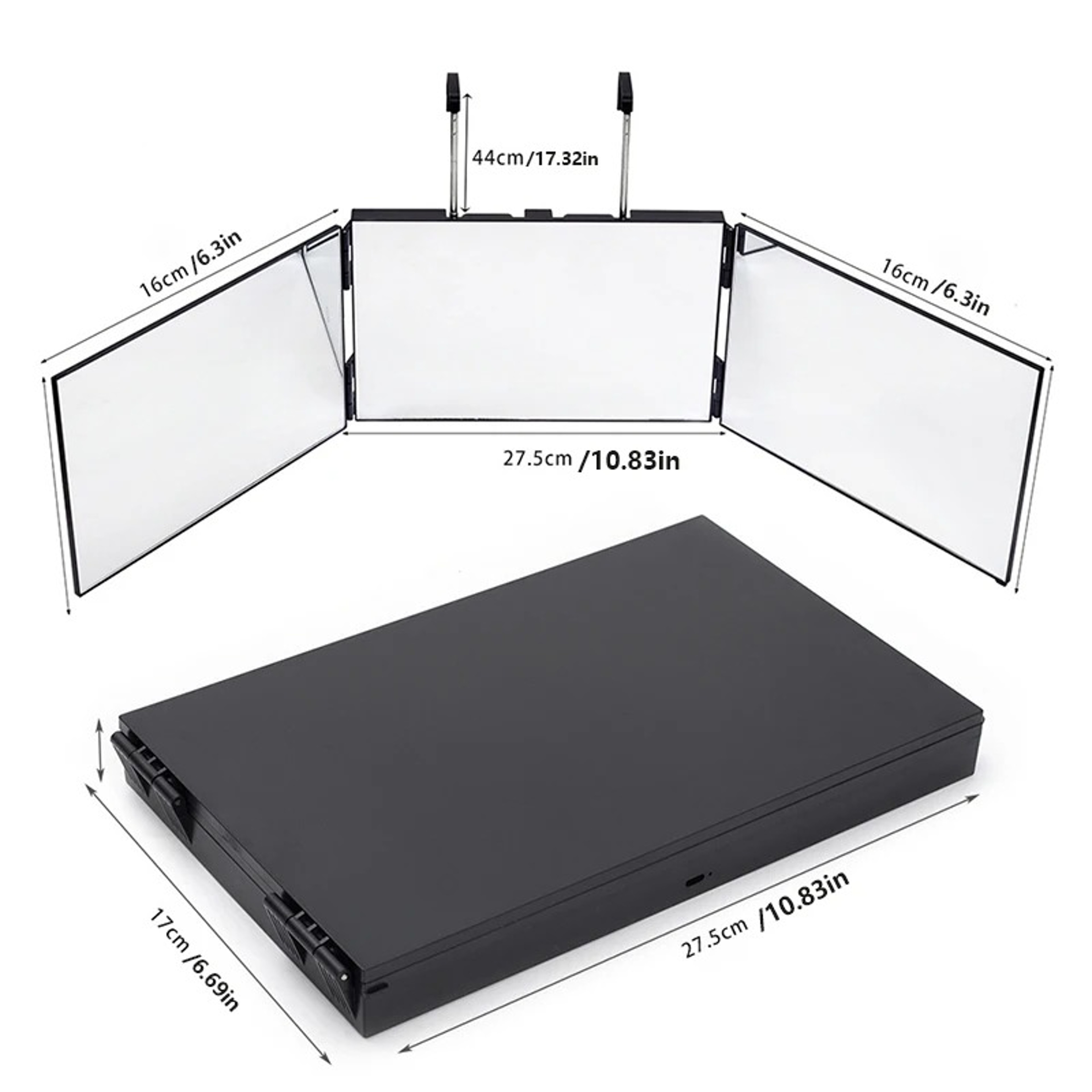 Way Mirror with Adjustable Hook Trifold Hair Cutting & Makeup Mirror – view 5
