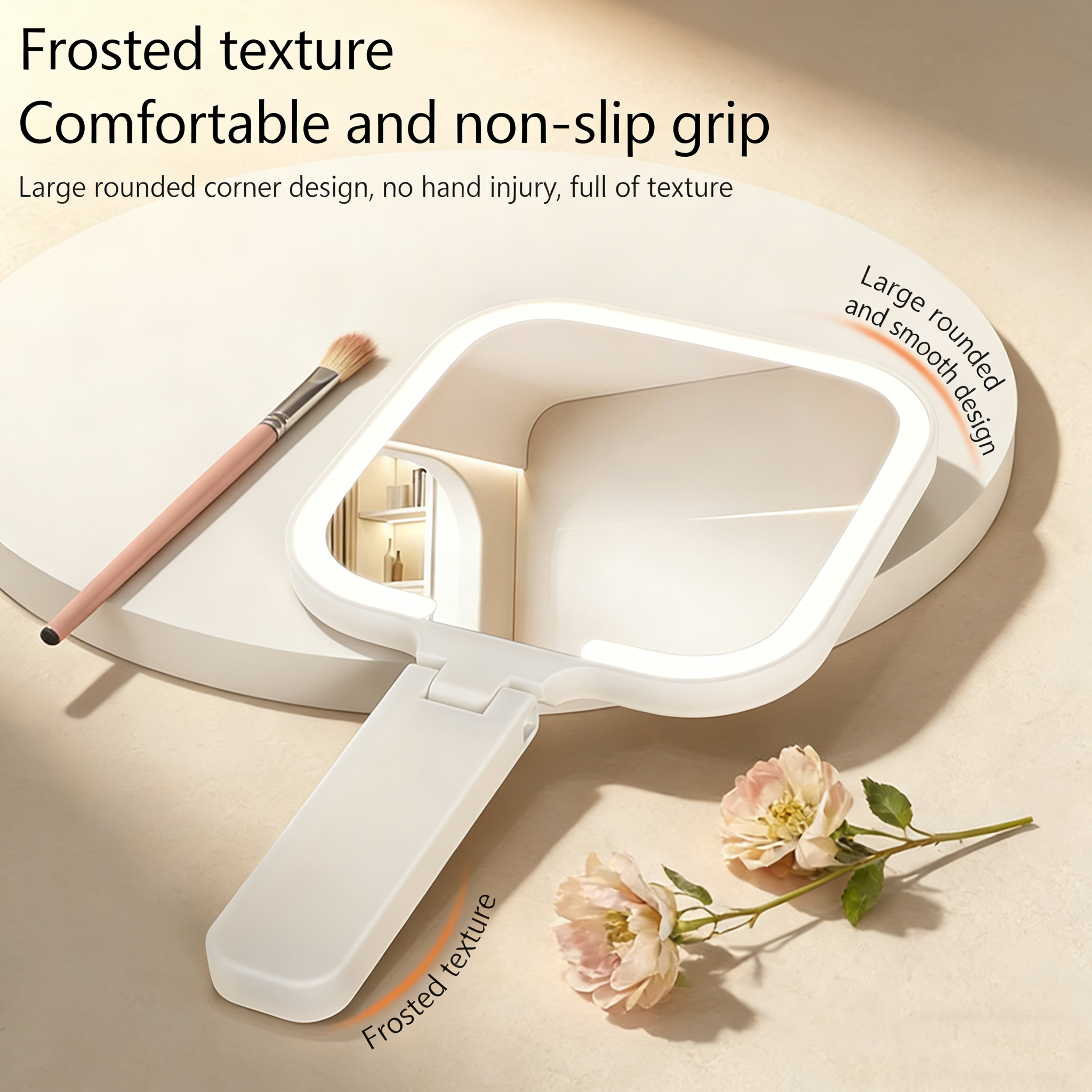 LED Makeup Mirror Rechargeable Portable Vanity Mirror With Touch Control  180 Foldable Stand 2