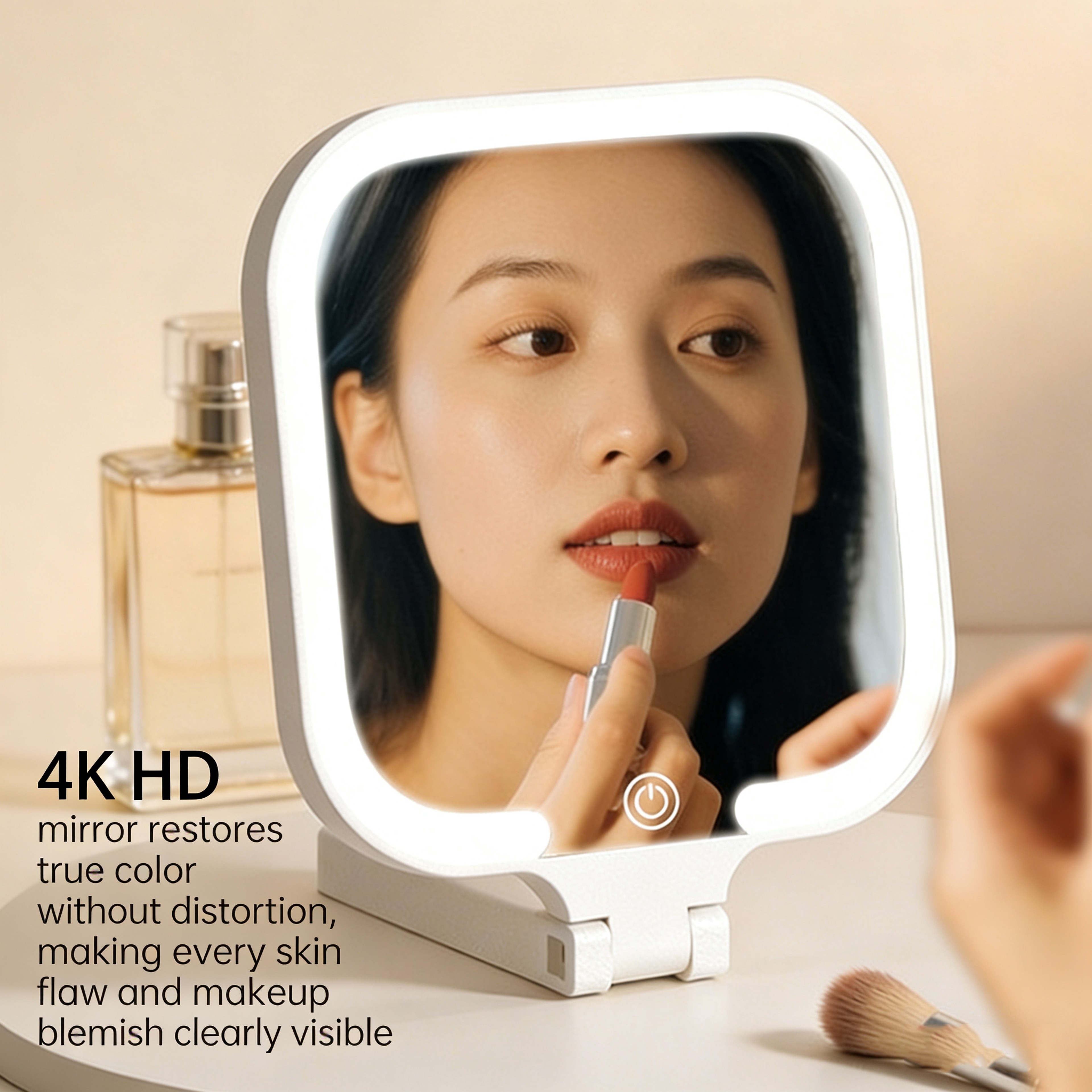 LED Makeup Mirror Rechargeable Portable Vanity Mirror With Touch Control  180 Foldable Stand 7