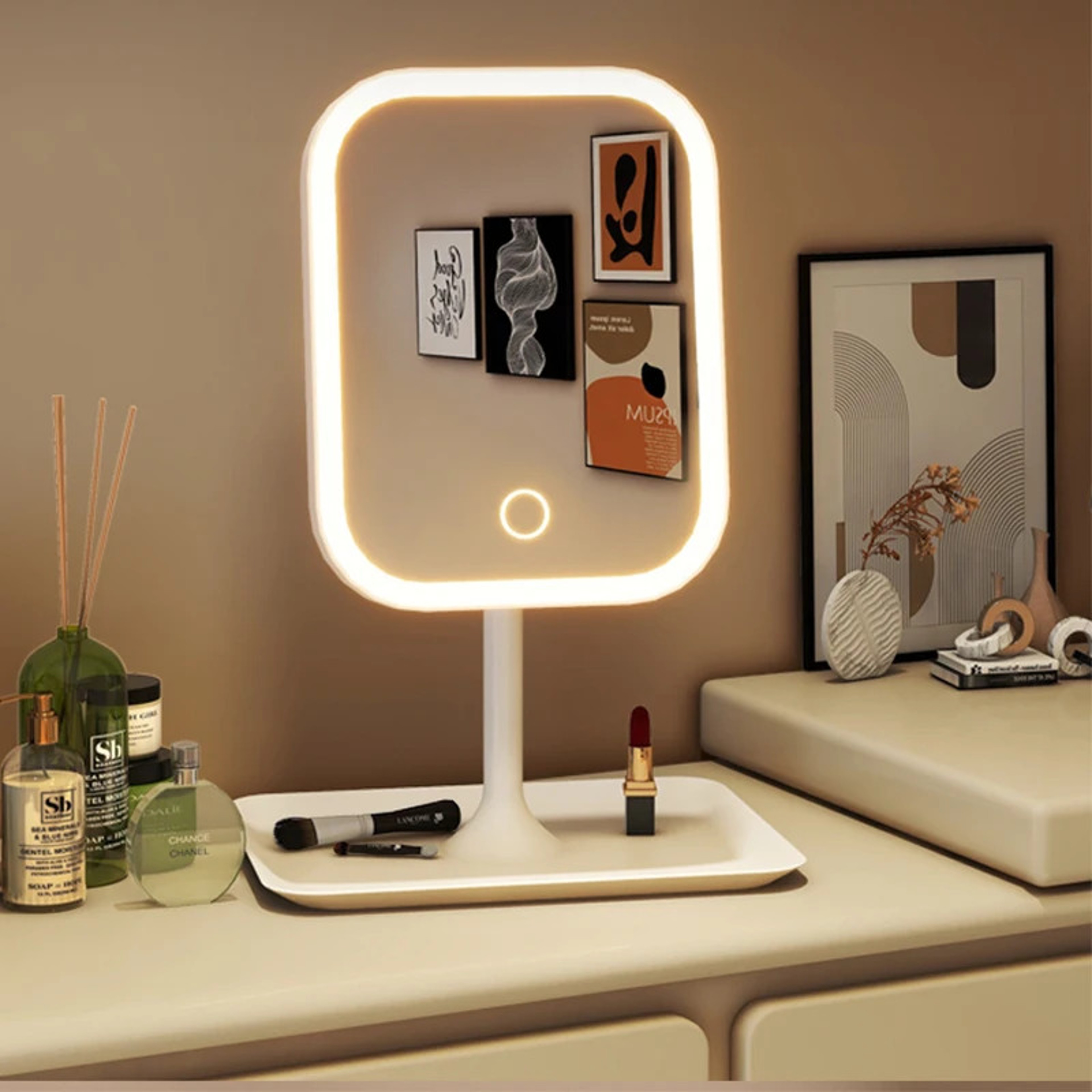 LED Makeup Mirror with 3 Color Lights Touch Control Desktop Vanity Mirror – view 3