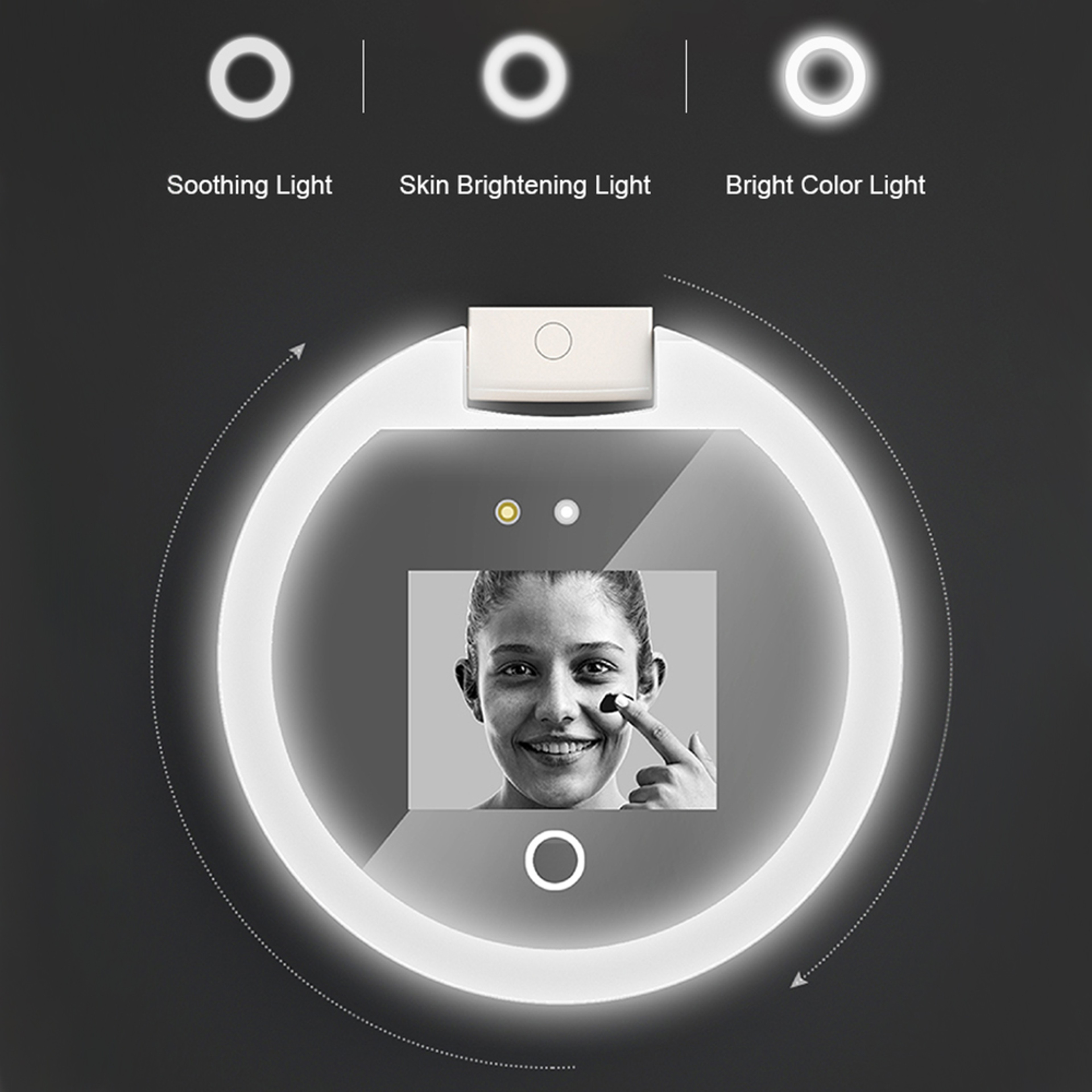 Smart UV Makeup Mirror with LED Light & Sunscreen Detection Camera for Travel – view 4