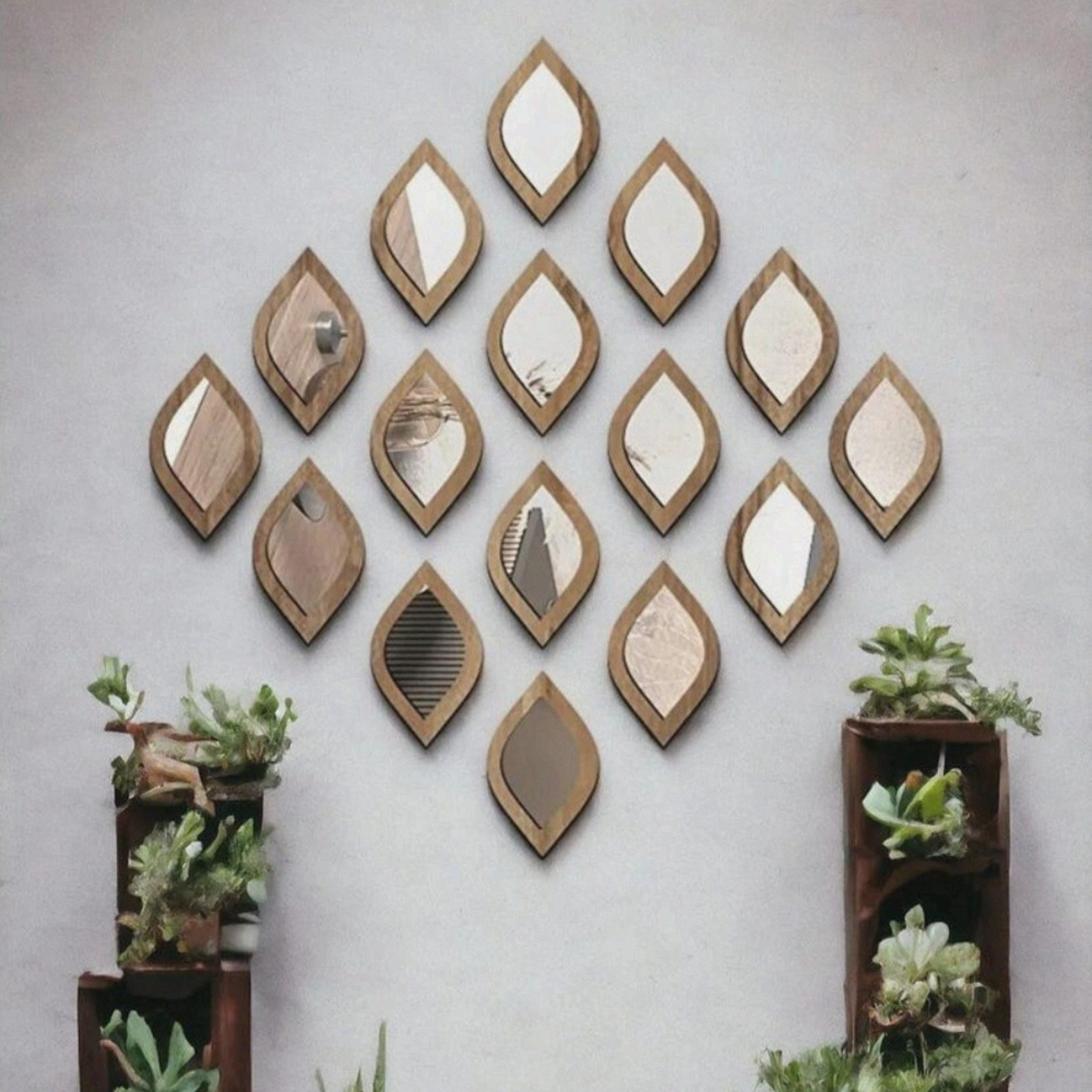 Boho Tear Shaped Acrylic Wall Mirror Set of Decorative Modern Wall Decor – view 4