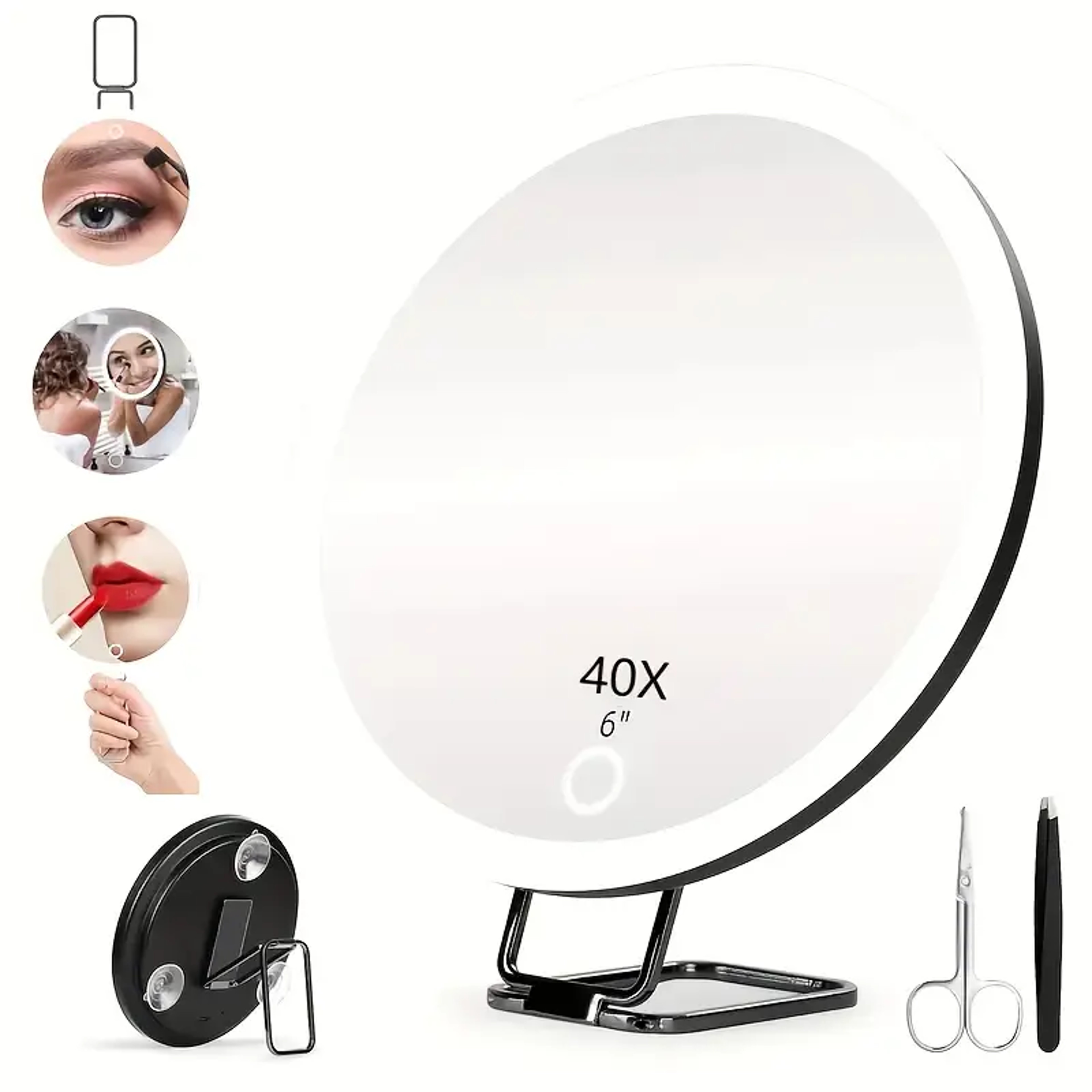 Magnifying Mirror with Light, Adjustable LED Vanity Mirror with Stand & Suction Cups – view 7