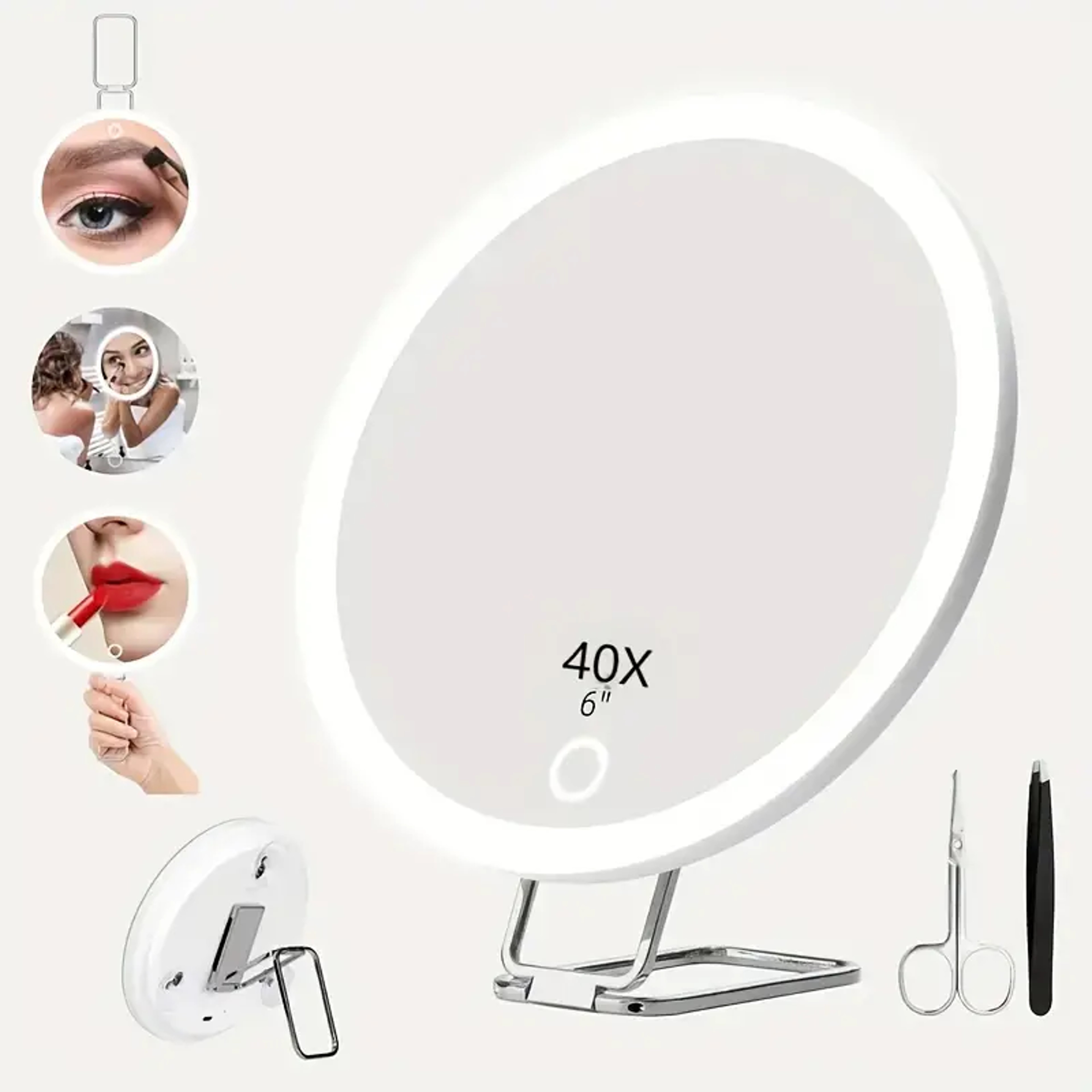 Magnifying Mirror with Light, Adjustable LED Vanity Mirror with Stand & Suction Cups – view 9