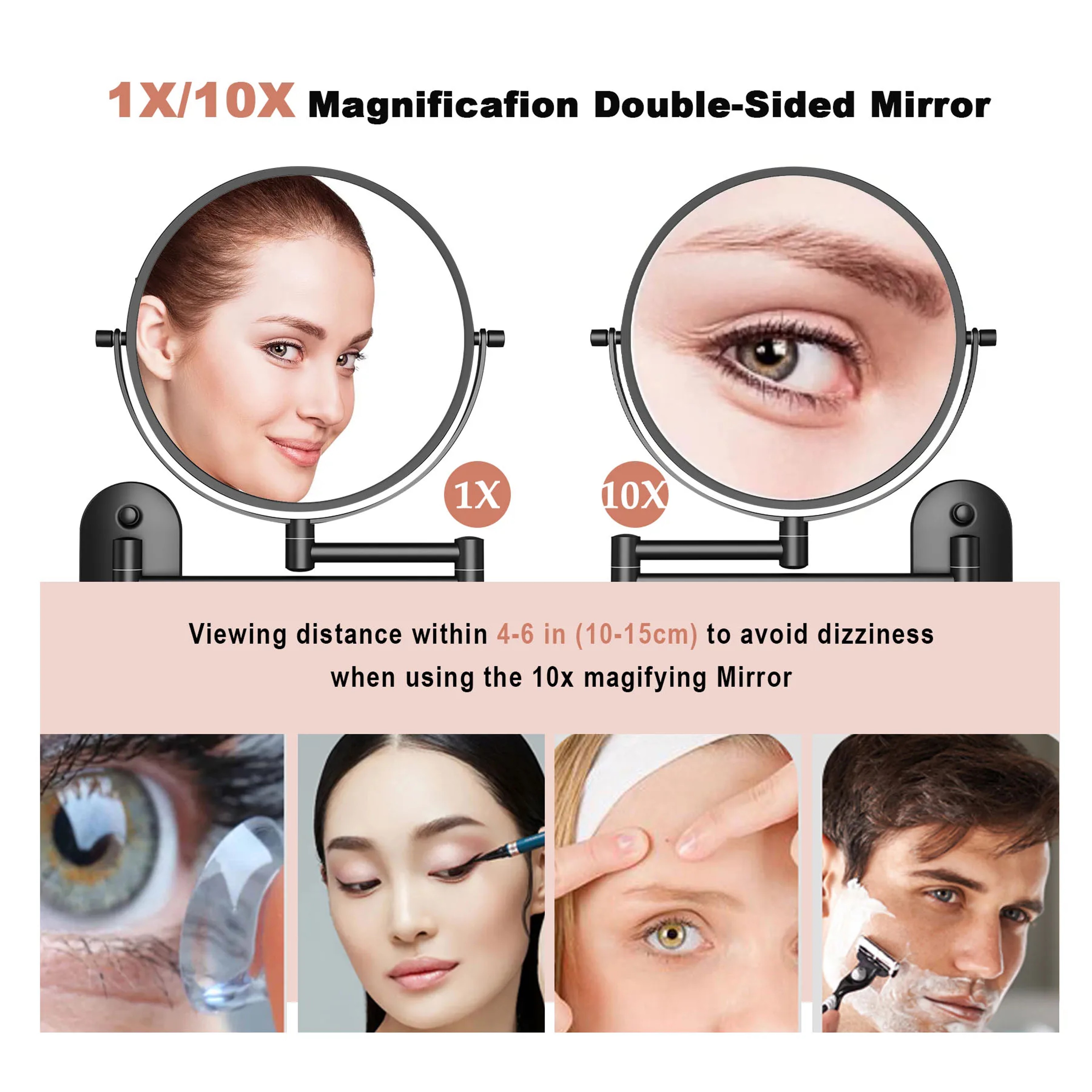 Wall Mounted Makeup Mirror Double Sided Vanity Mirror with Swivel Arm – view 3