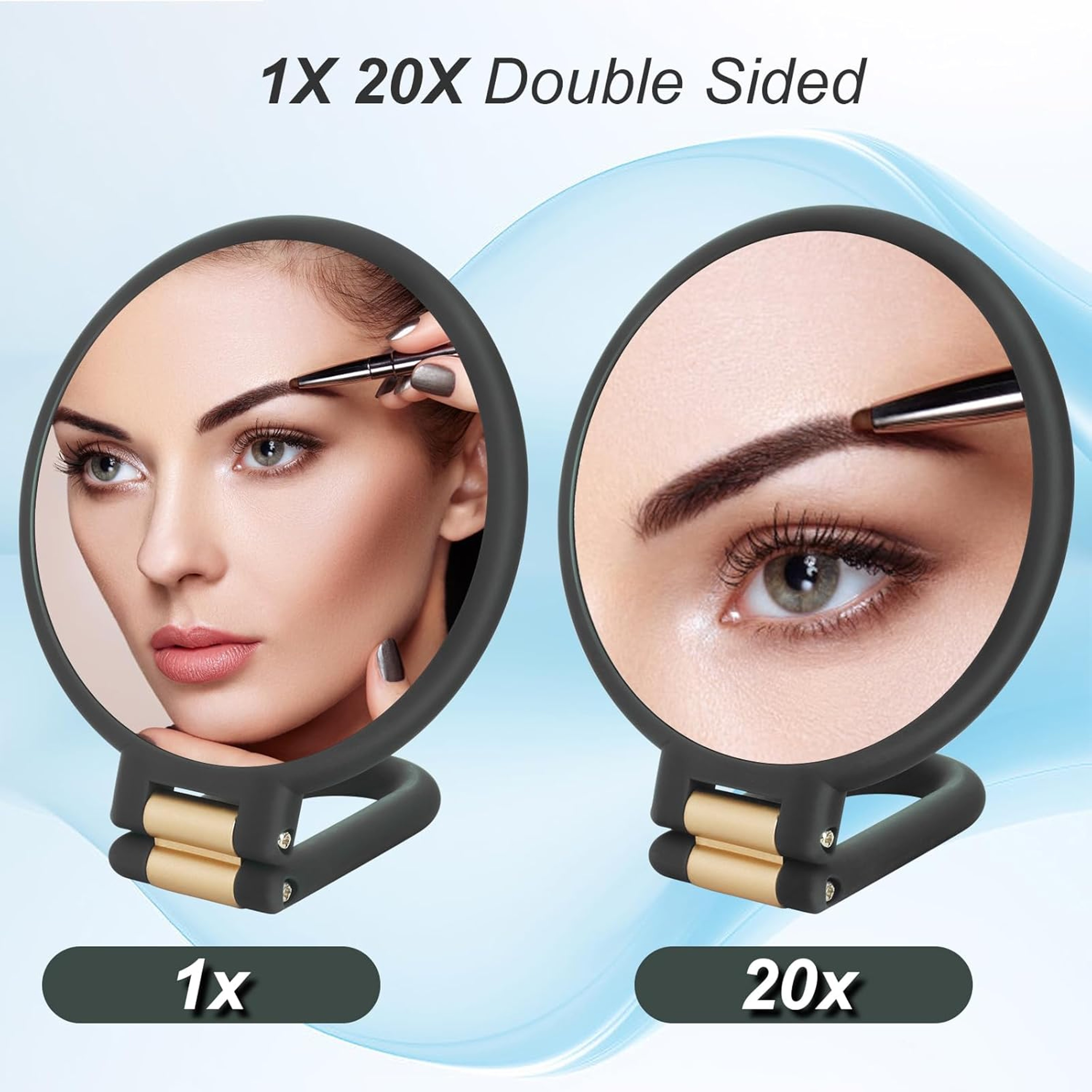 Magnifying Travel Makeup Mirror with Stand Double Sided Foldable Hand Mirror – view 2