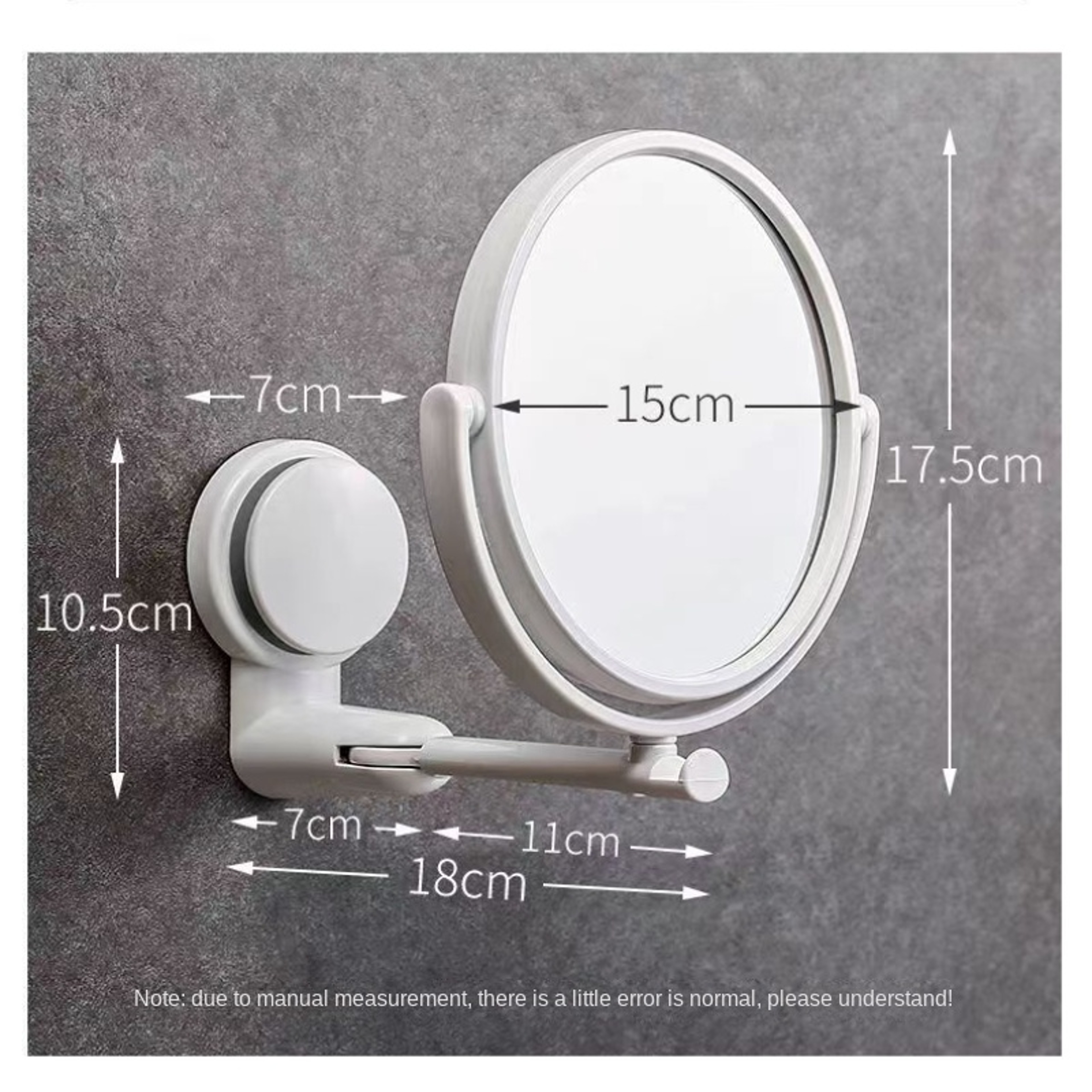 Rotating Wall Mounted Makeup Mirror with HD Magnifying Mirror for Bathroom Vanity & Shaving – view 6