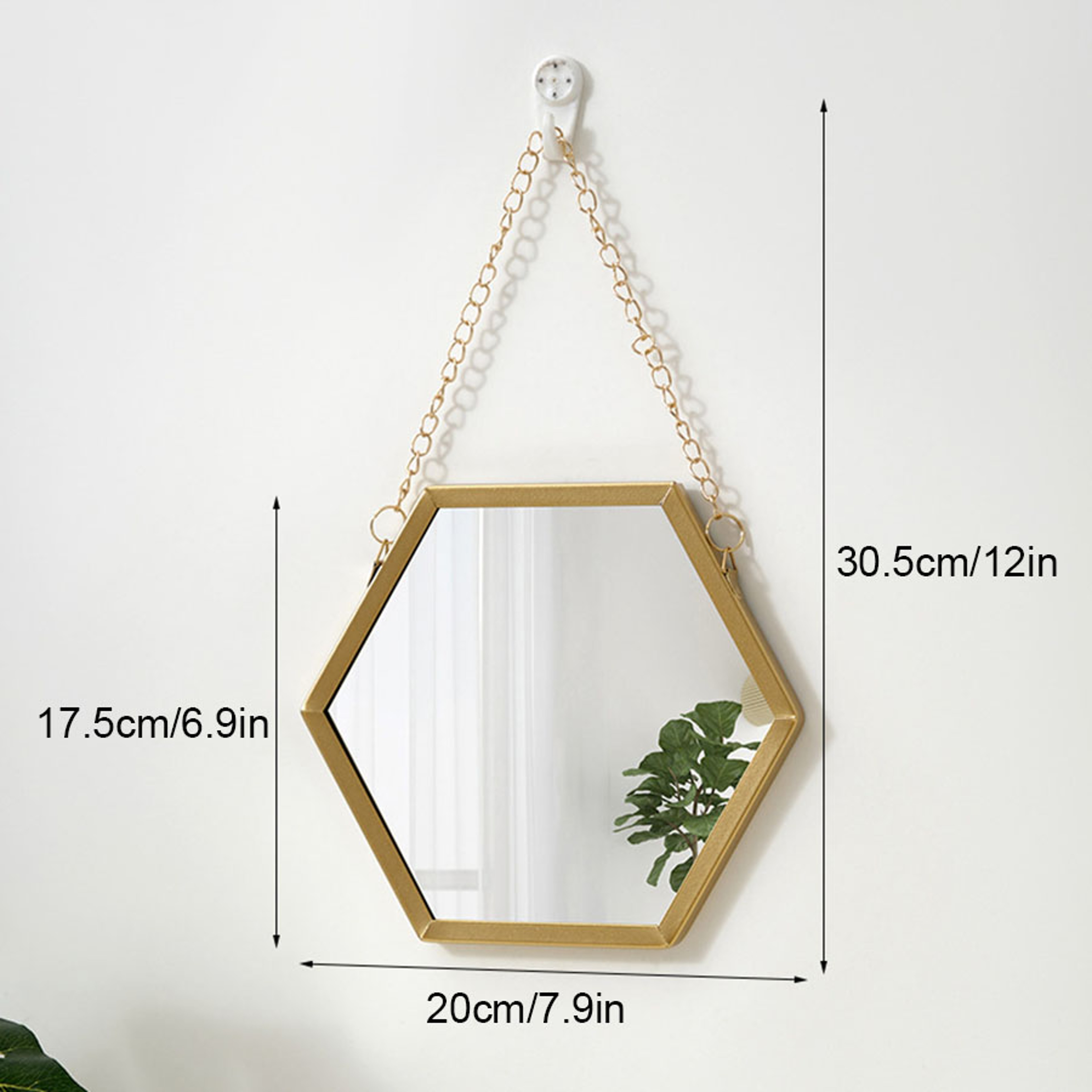 Modern Hexagon Wall Mirror Iron Frame Decorative Wall Mounted Mirror for Bathroom, Living Room & Entryway – view 3