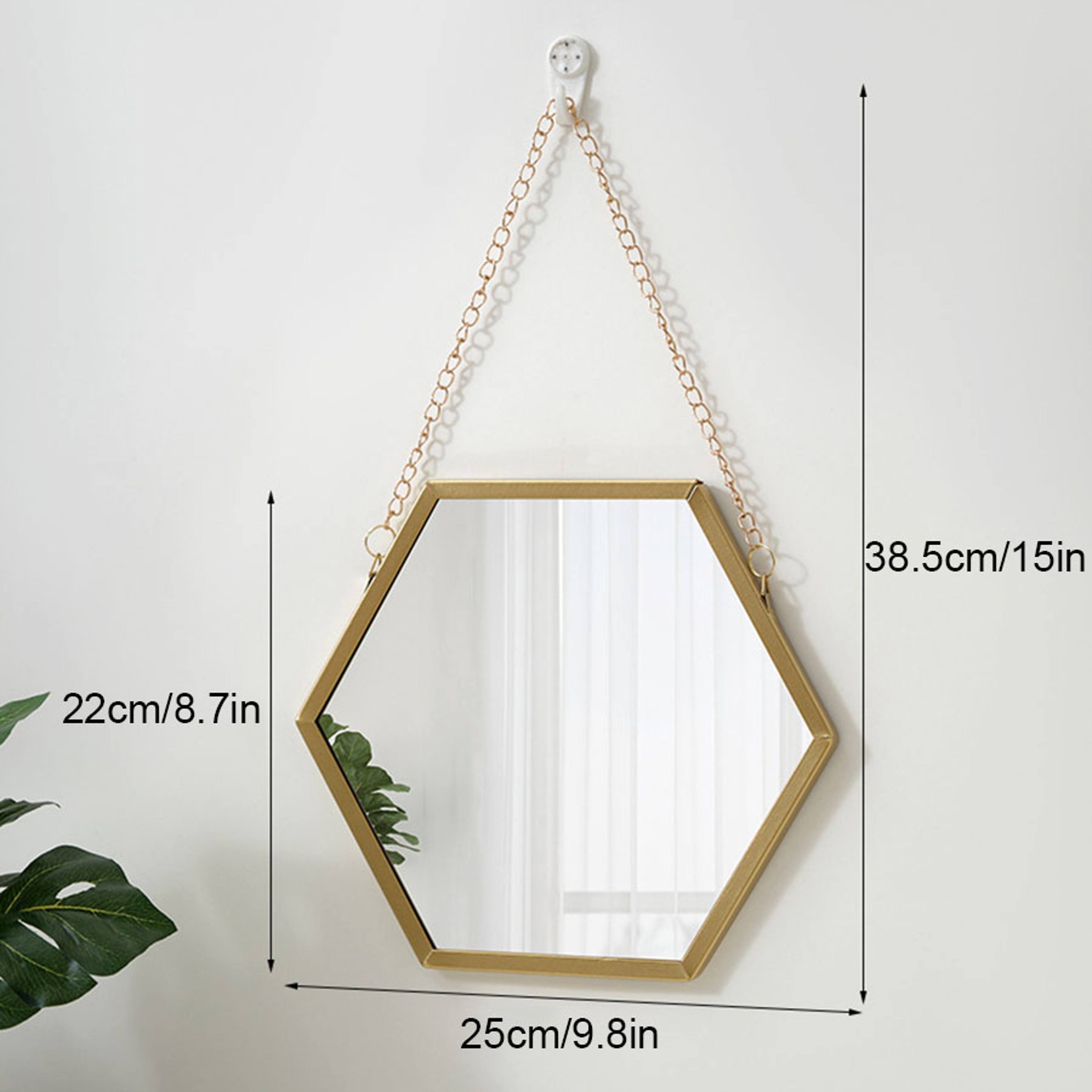Modern Hexagon Wall Mirror Iron Frame Decorative Wall Mounted Mirror for Bathroom, Living Room & Entryway – view 4